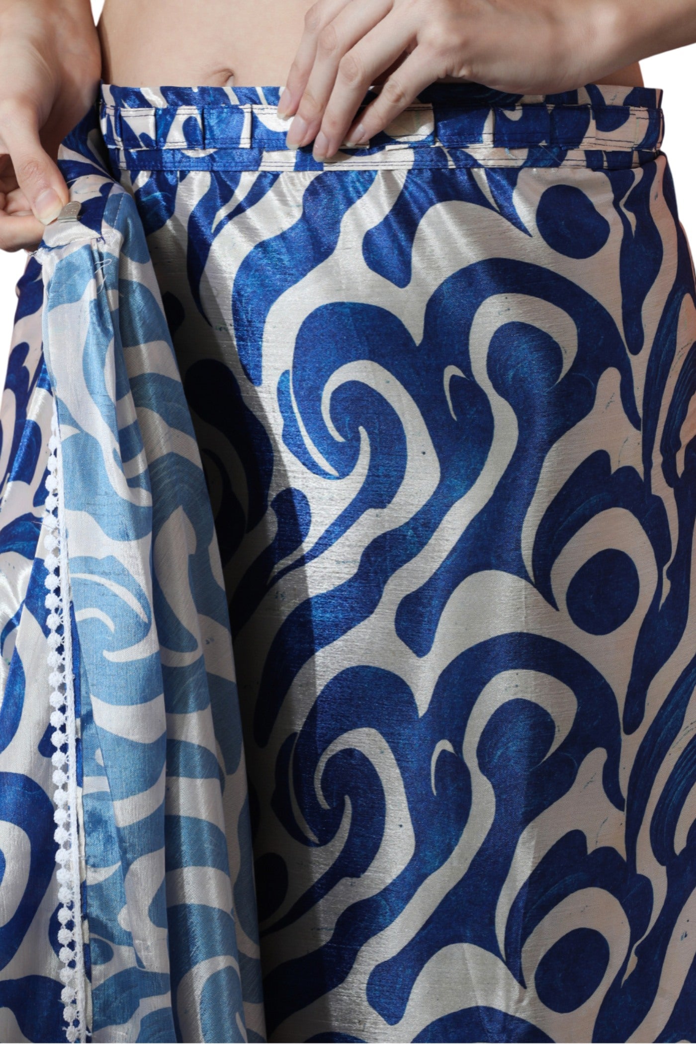Buy MySilkLove Midnight Blue Chinon Digital Printed Ready To Wear Saree Online