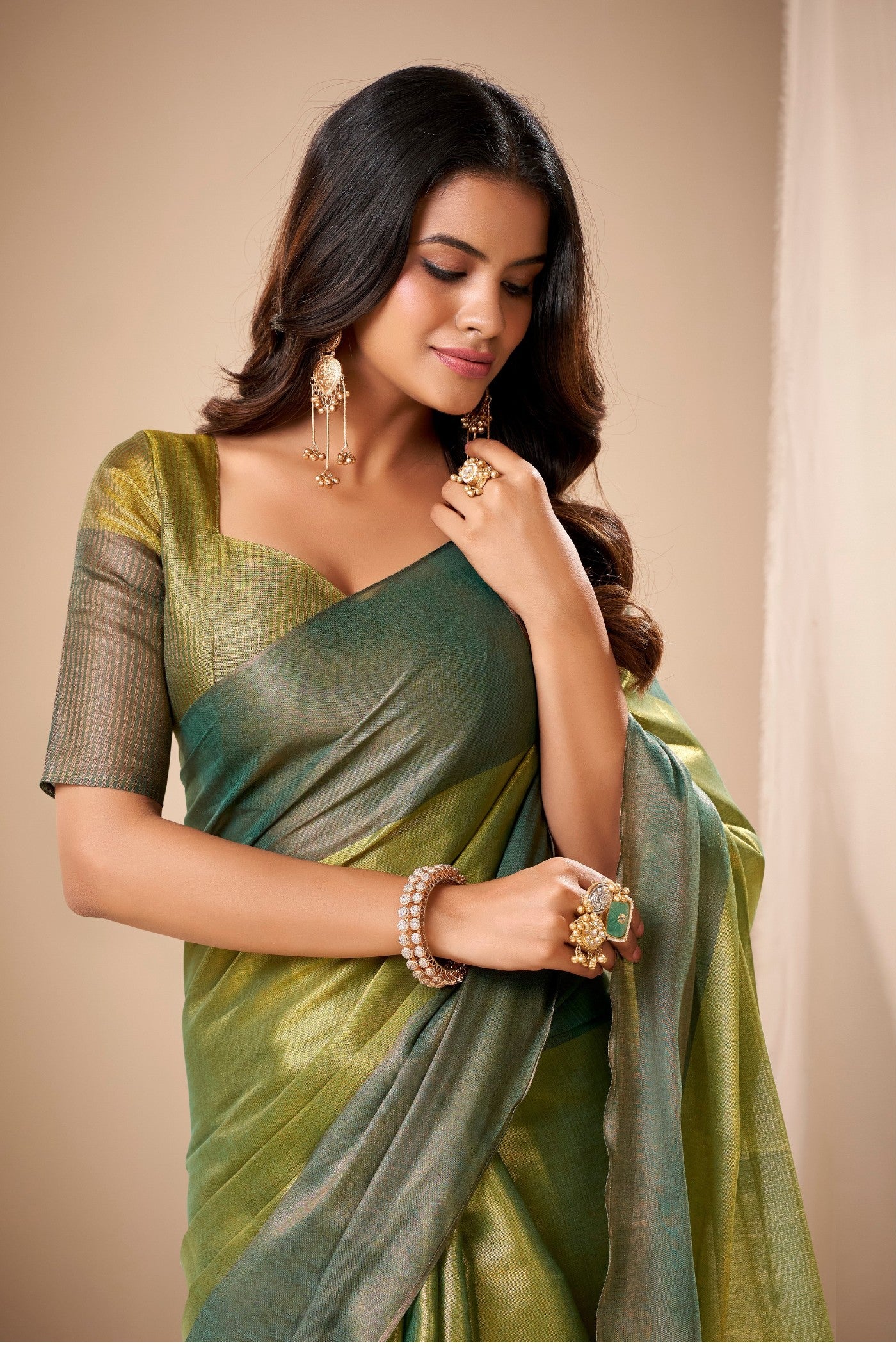 MySilkLove Spring Green Handloom Tissue Saree