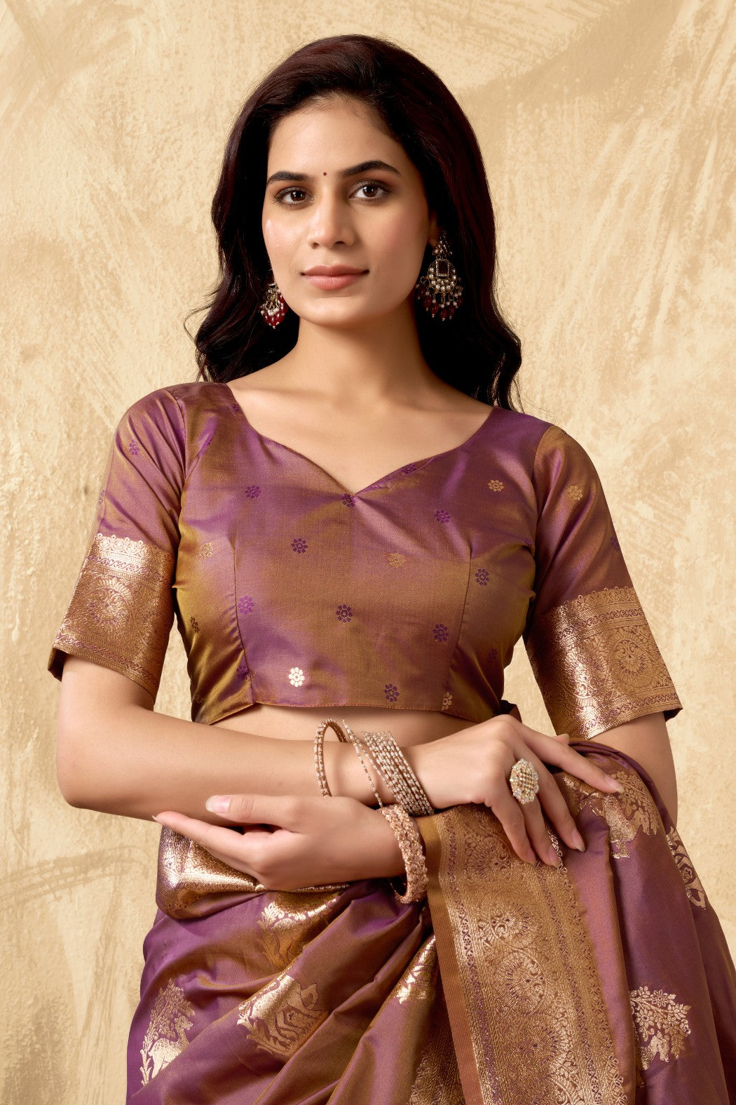 Buy MySilkLove Byzantium Purple Woven Banarasi Soft Silk Saree Online