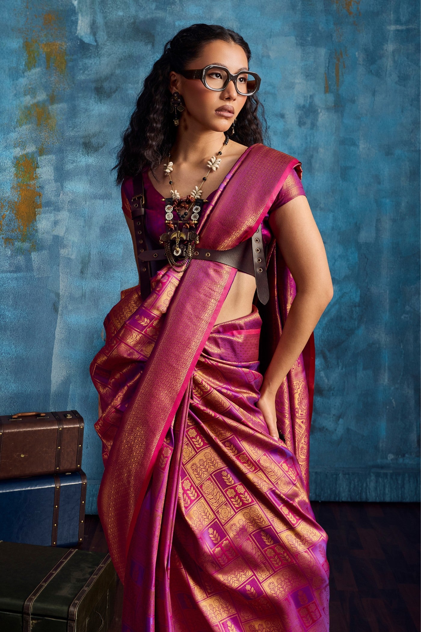 Buy MySilkLove Jam Purple Kanjivaram Handloom Saree Online