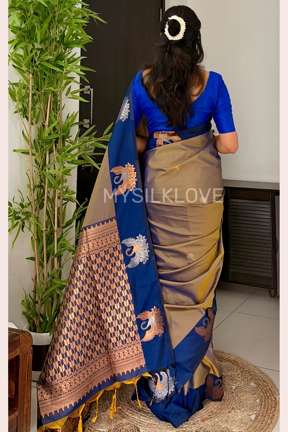 Buy MySilkLove Graphite Grey Banarasi Handloom Soft Silk Saree Online