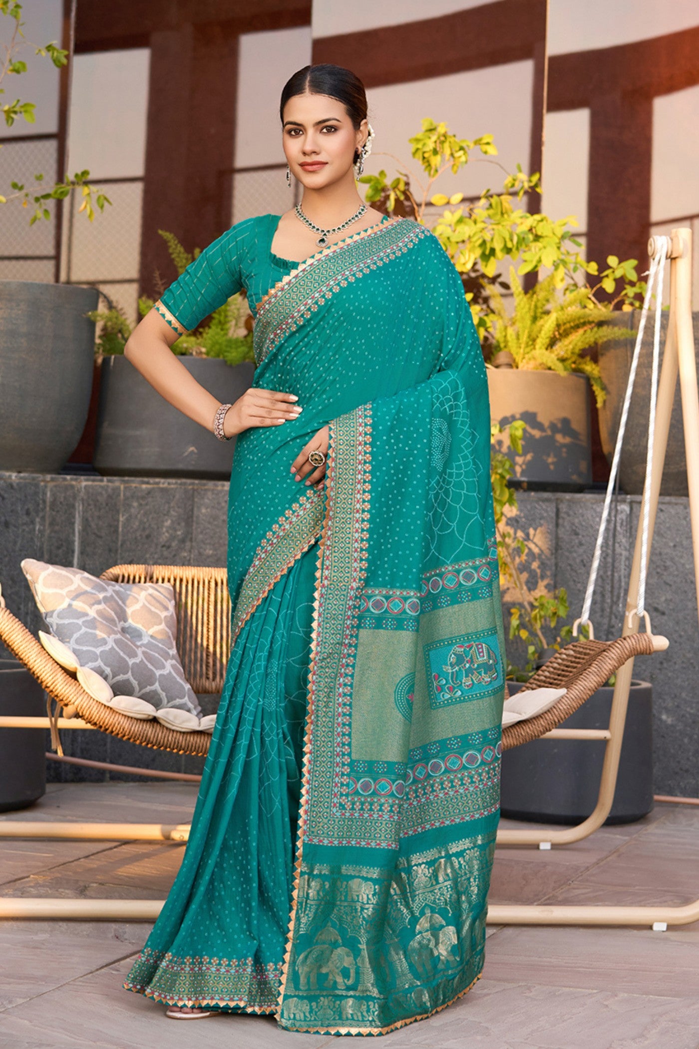 Buy MySilkLove Cadmium Green Printed Cotton Saree Online