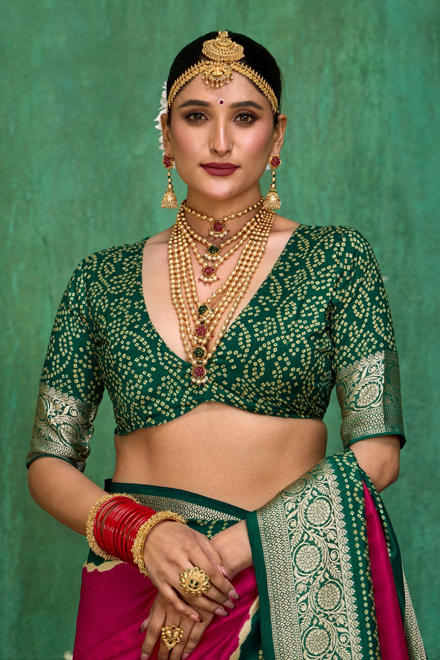 Buy MySilkLove Fairy Tale Pink Tussar Bandhani Silk Saree Online