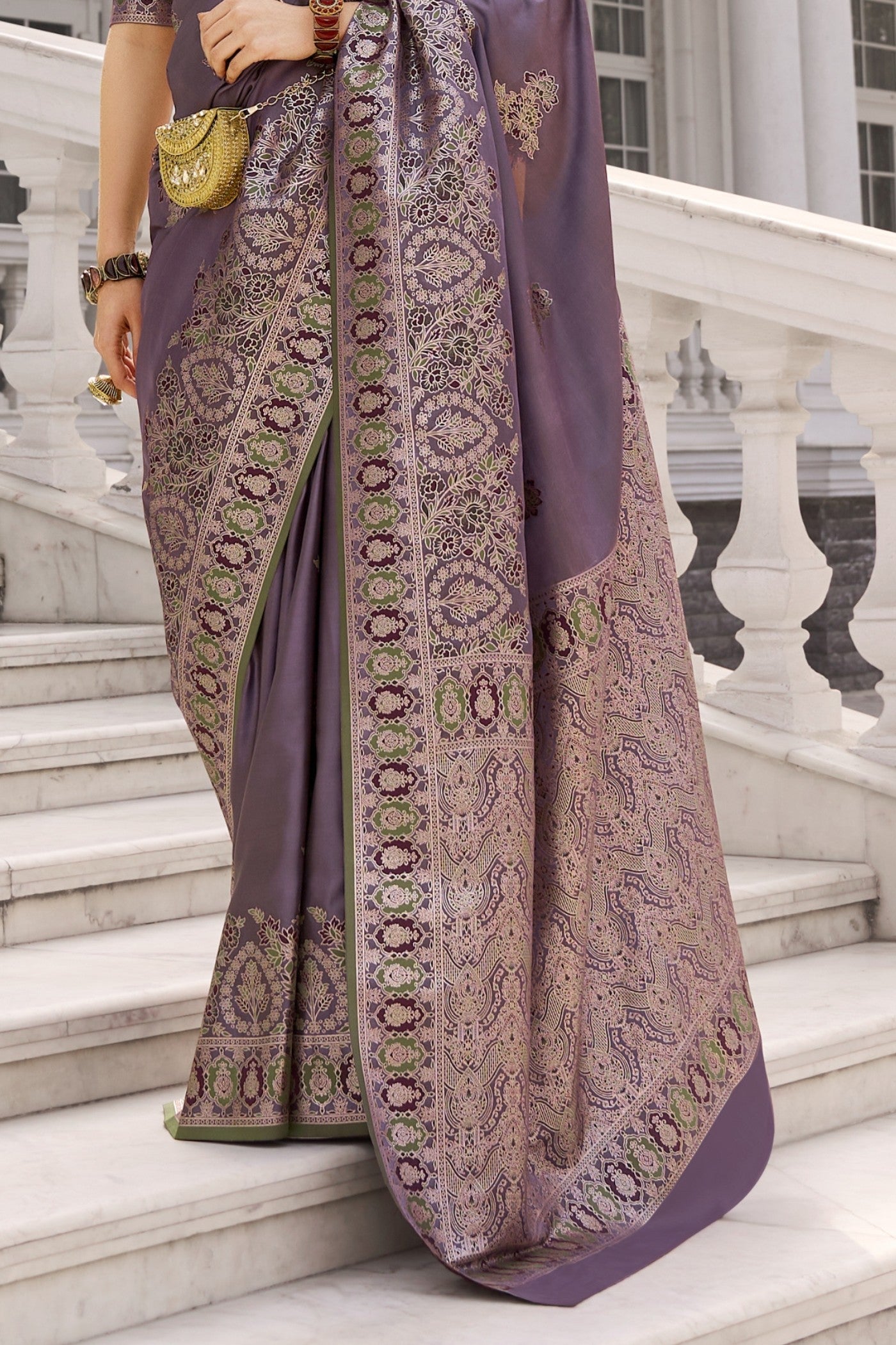 Buy MySilkLove Han Purple Woven Banarasi Saree Online