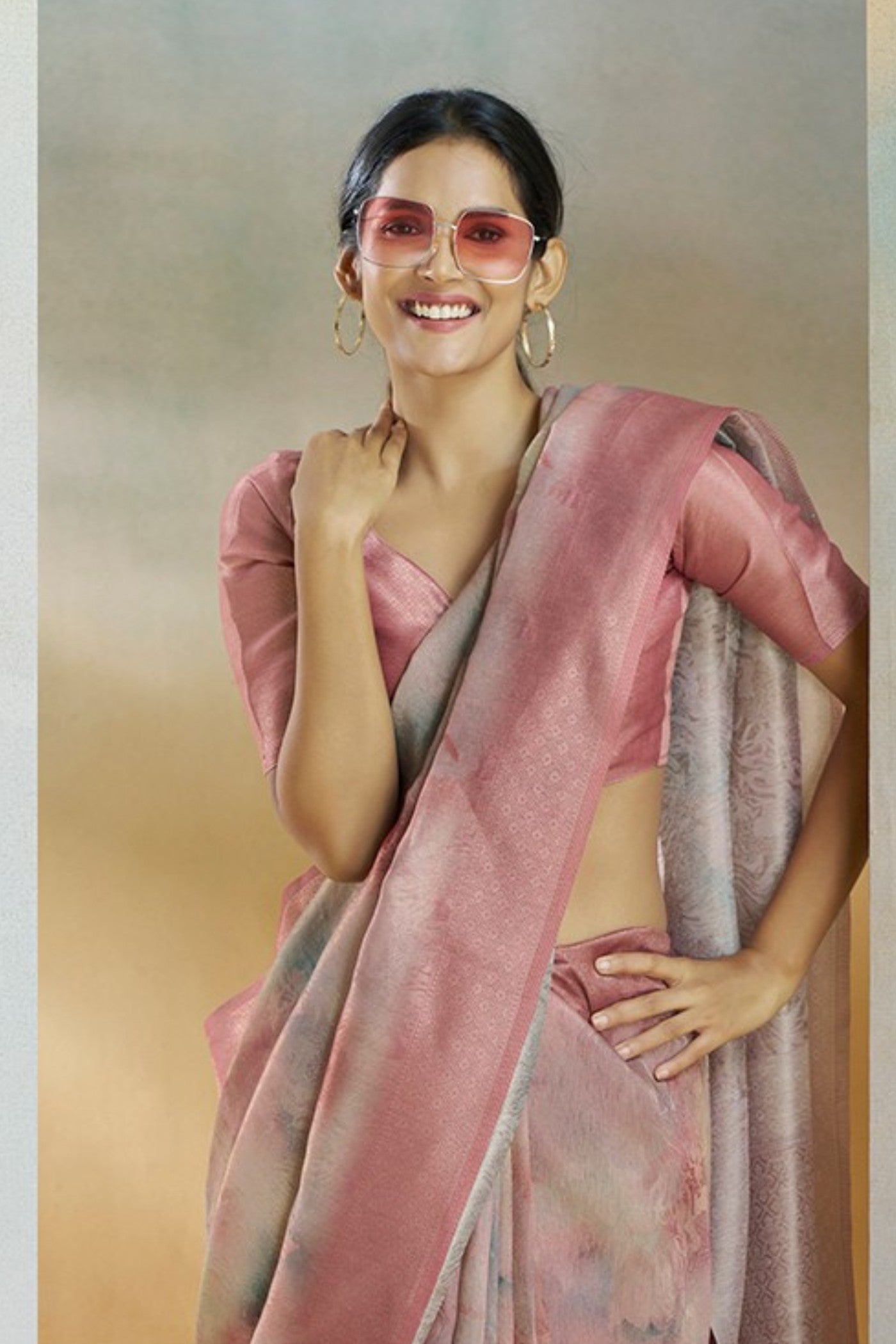 Buy MySilkLove Brownish Pink Banarasi Handloom Saree Online
