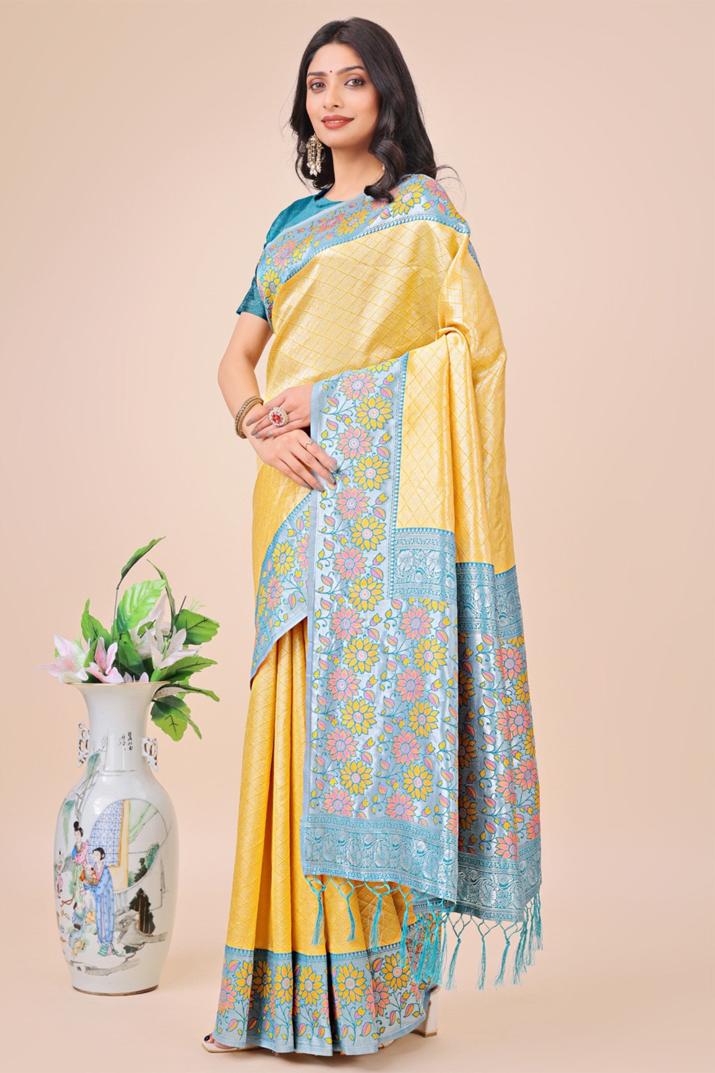 Buy MySilkLove Minion Yellow Woven Banarasi Saree Online