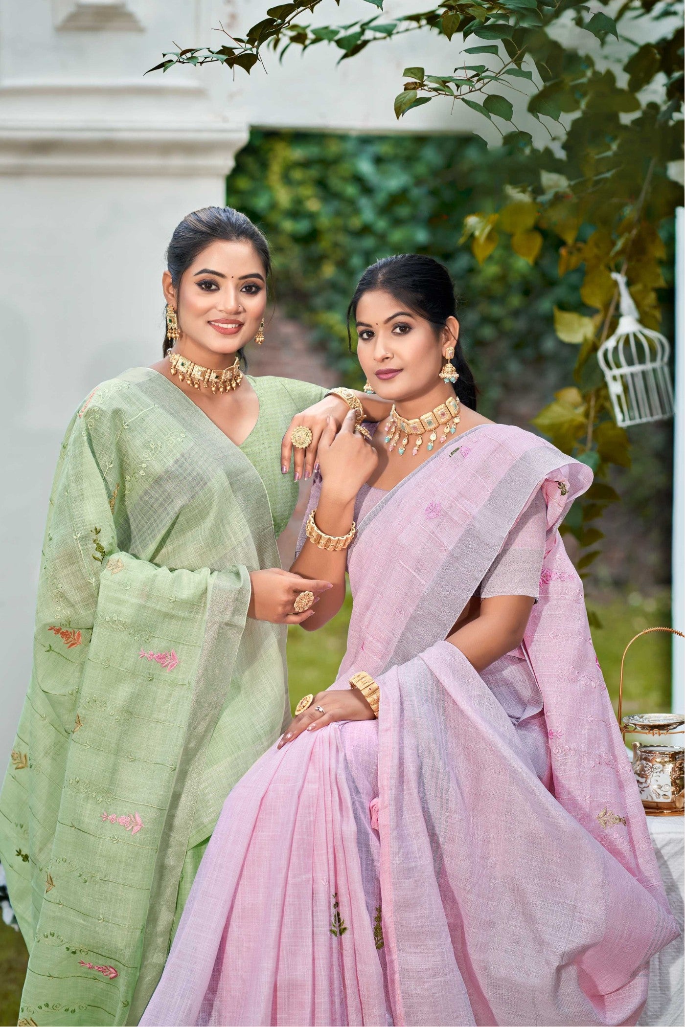 Buy MySilkLove Mauve Purple Woven Cotton Linen Saree Online