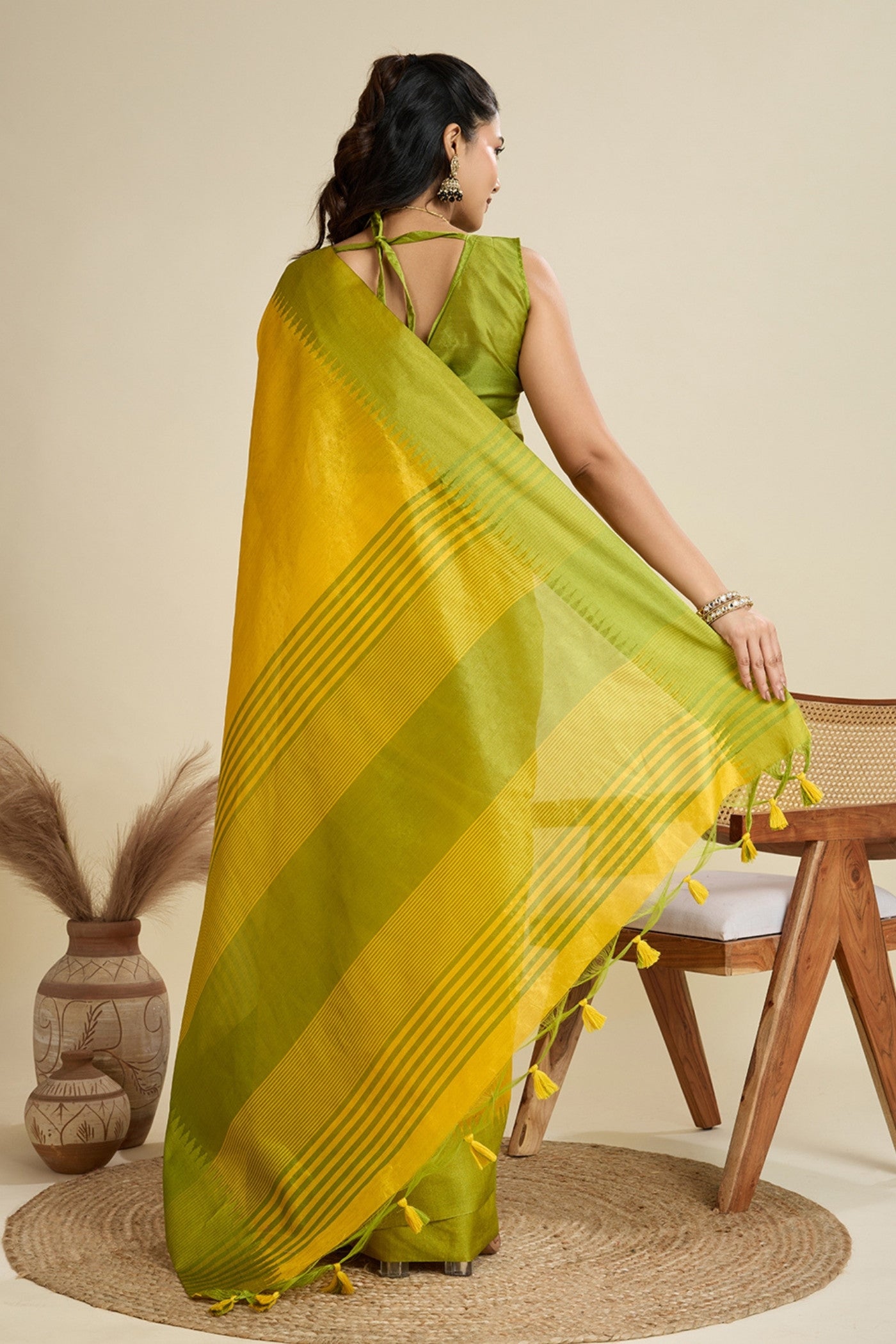 Buy MySilkLove Sun Flower Yellow Woven Raw Silk Saree Online