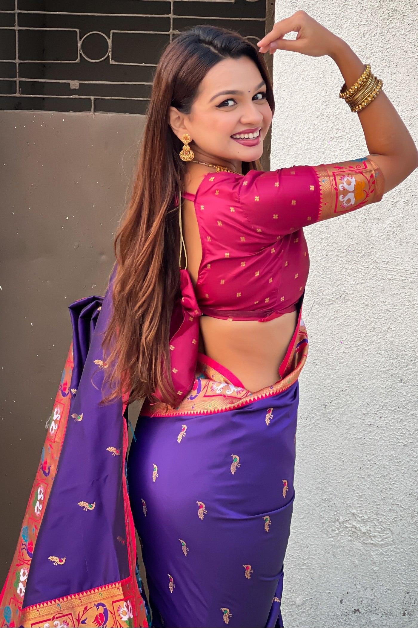 Buy MySilkLove Grape Purple Zari Woven Paithani Saree Online