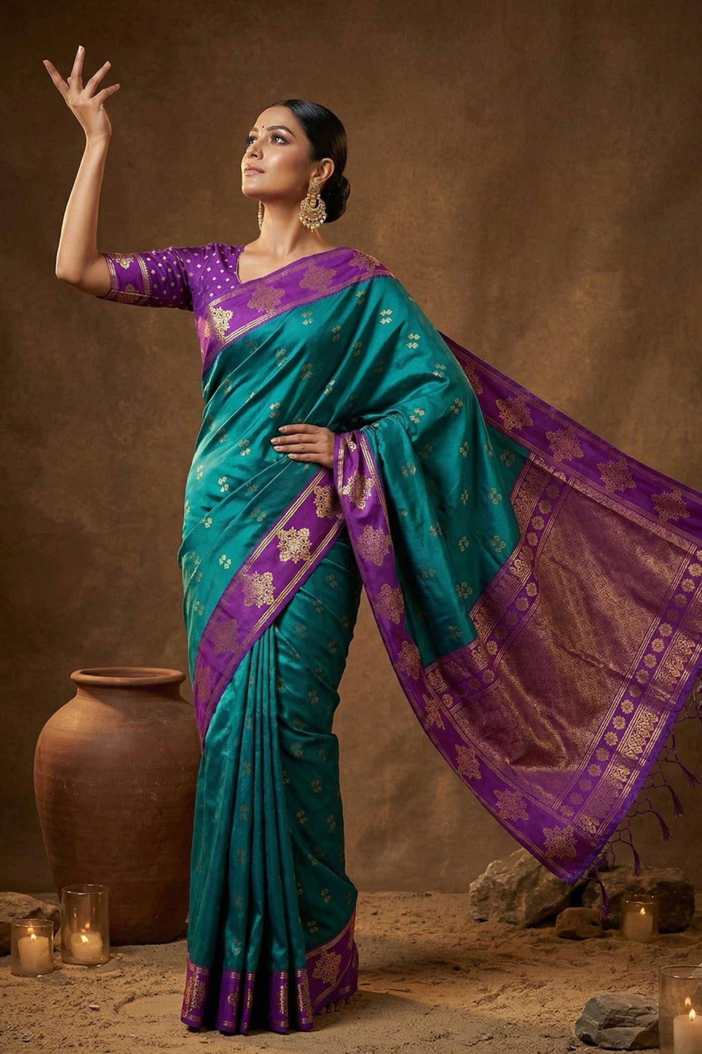 MySilkLove Munsell Blue Woven Banarasi Soft Silk Saree