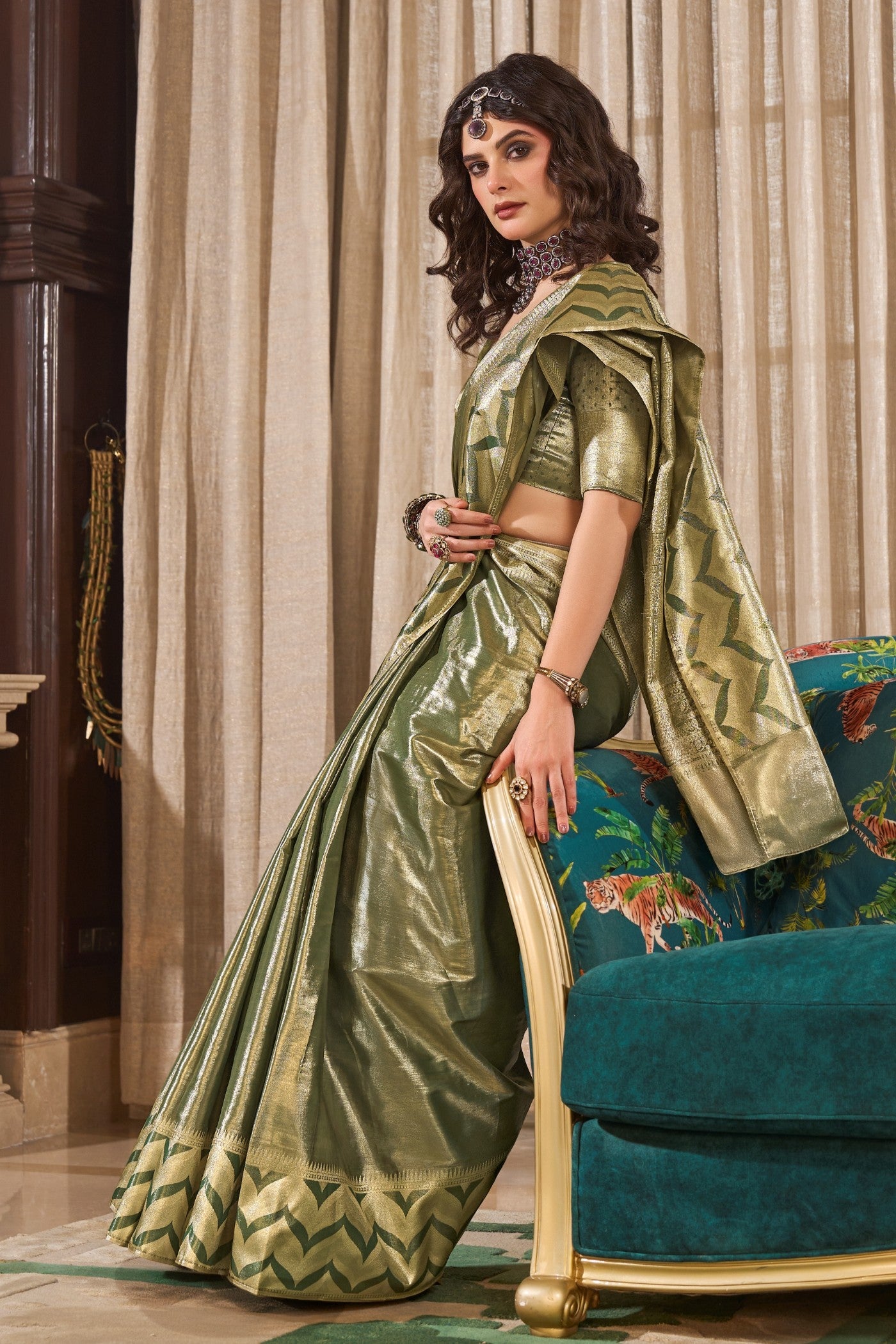 Buy MySilkLove Celadon Green Handloom Tissue Saree Online