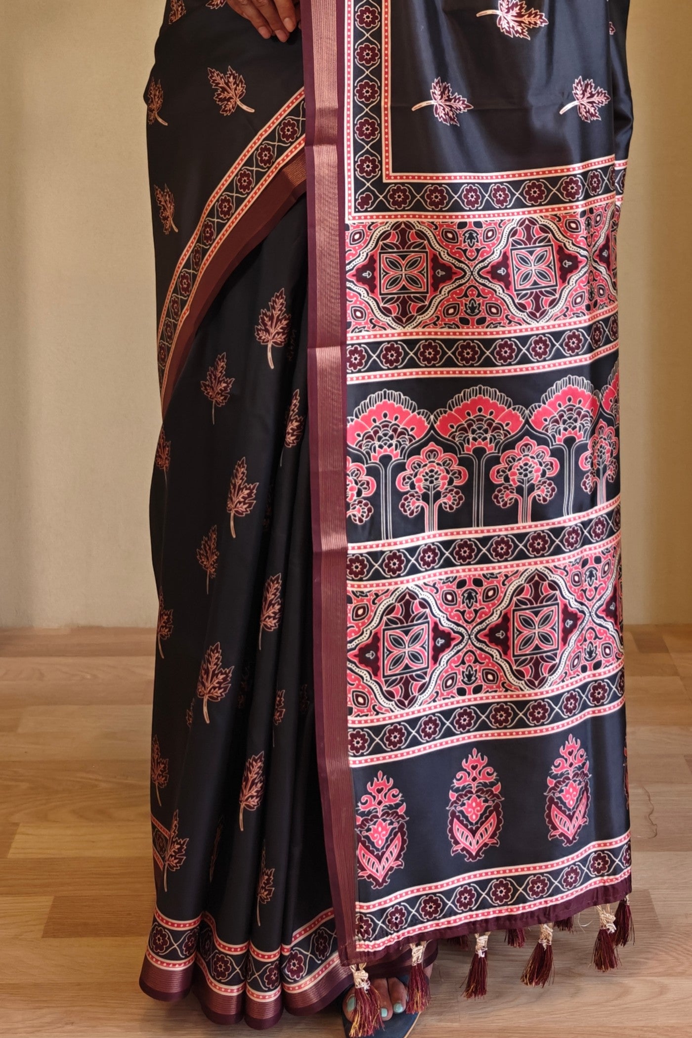 Buy MySilkLove Navy Blue Digital Printed Saree Online