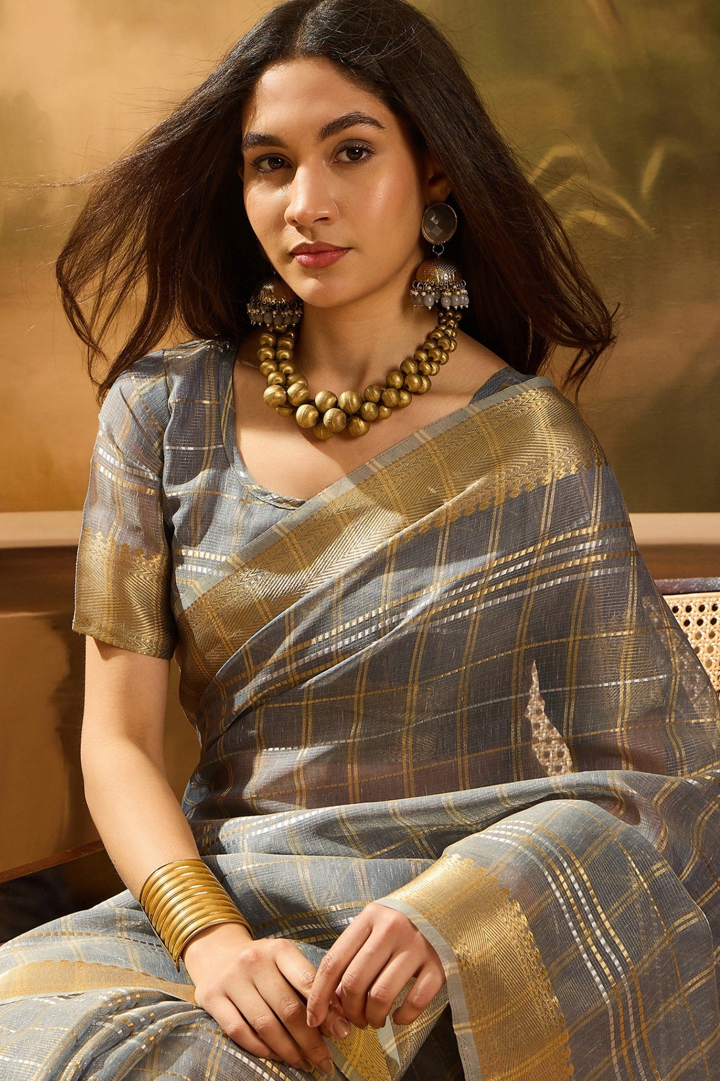Buy MySilkLove Mid Grey Woven Organza Saree Online