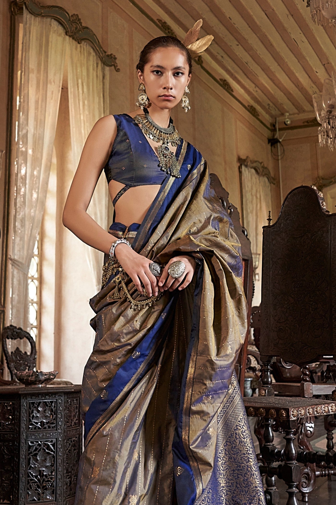 Buy MySilkLove Rust Brown Tussar Handloom Silk Saree Online