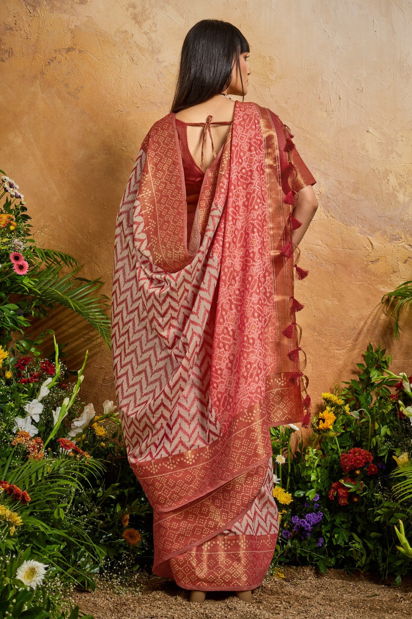 Buy MySilkLove Burned Red Cotton Handloom Patola Saree Online