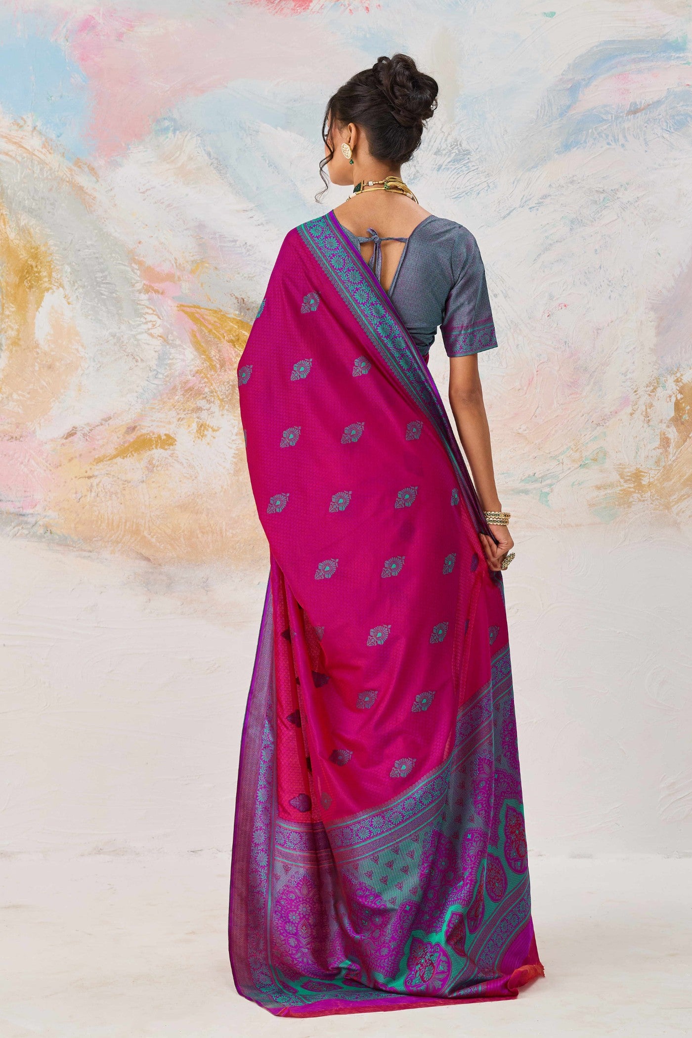 Buy MySilkLove European Pink Woven Tanchoi Kanjivaram Saree Online
