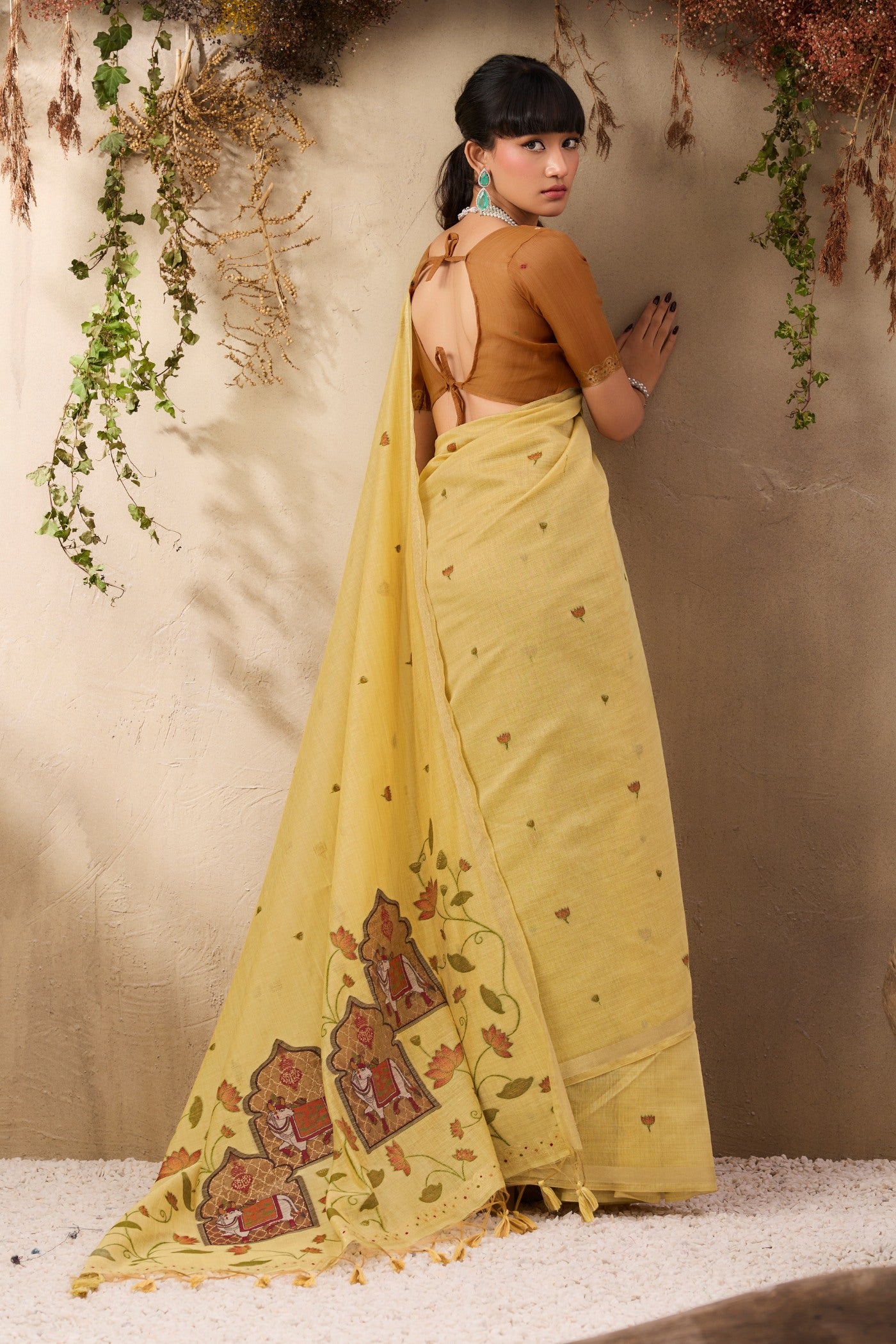 Buy MySilkLove Imperial Yellow Handloom Cotton Saree Online