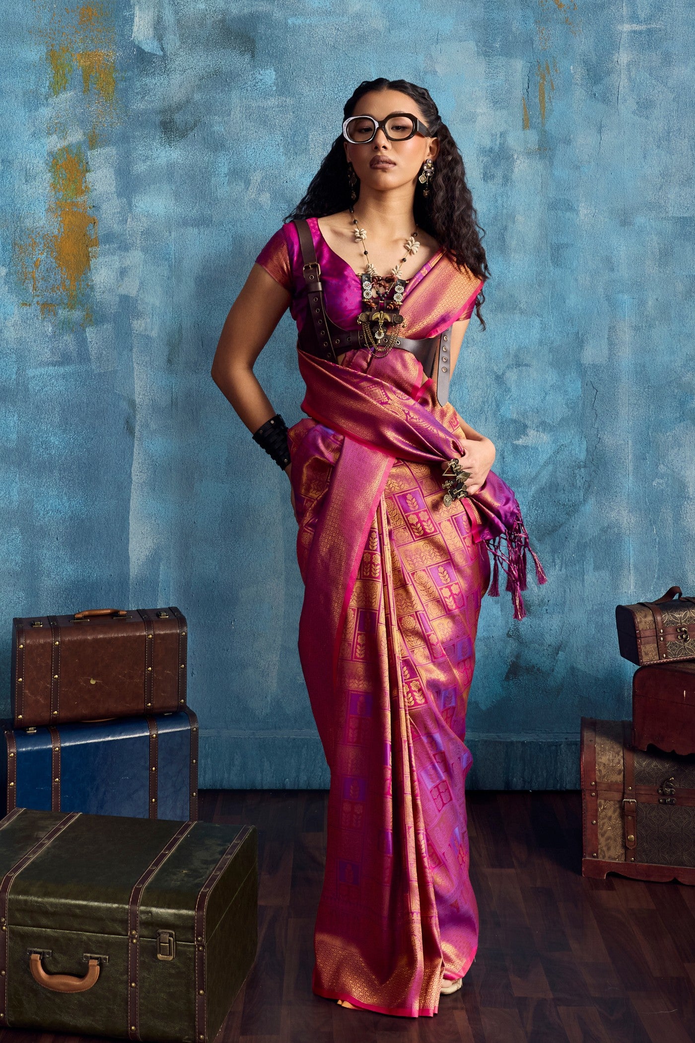 Buy MySilkLove Jam Purple Kanjivaram Handloom Saree Online