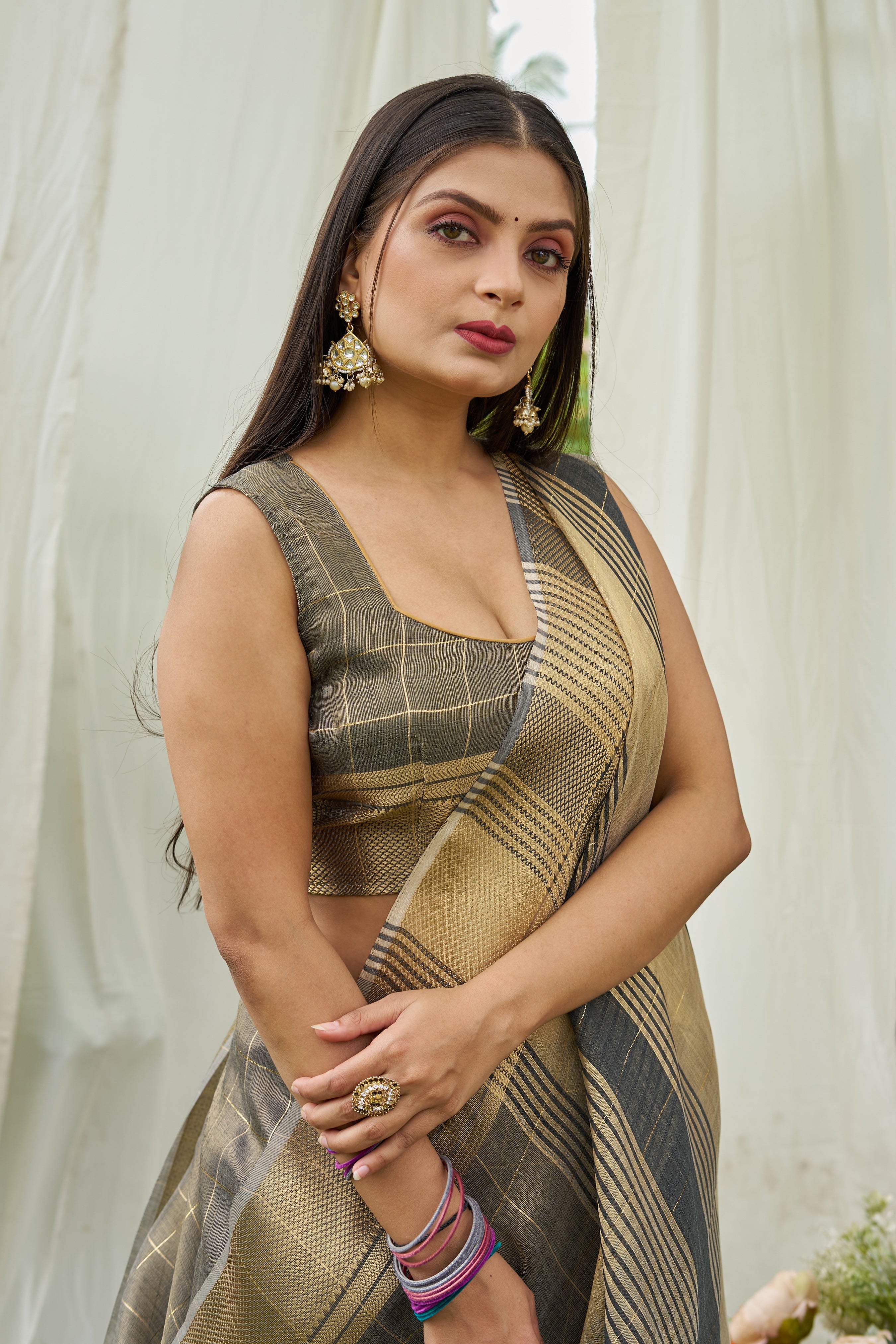 Buy MySilkLove Mint Grey Tissue Woven Saree Online