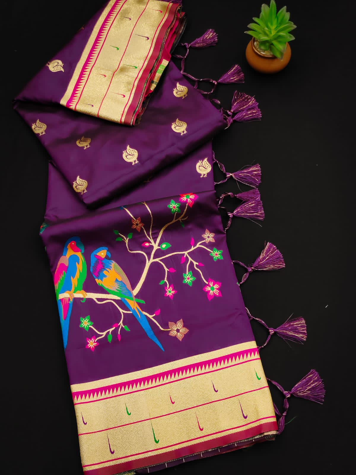 Buy MySilkLove Matterhorn Purple Woven Paithani Silk Saree Online