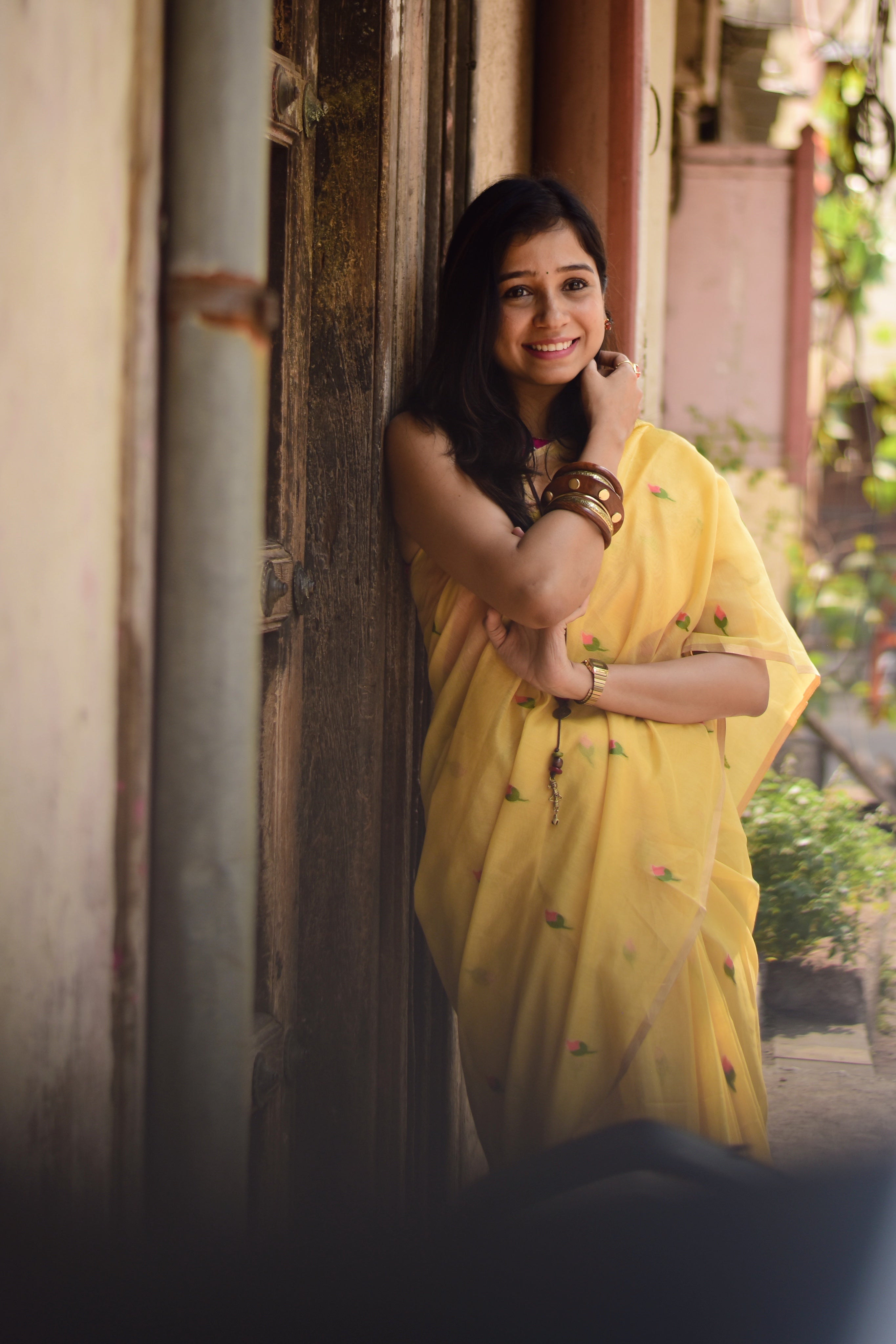 Buy MySilkLove Apricot Yellow Cotton Handloom Pichwai Saree Online