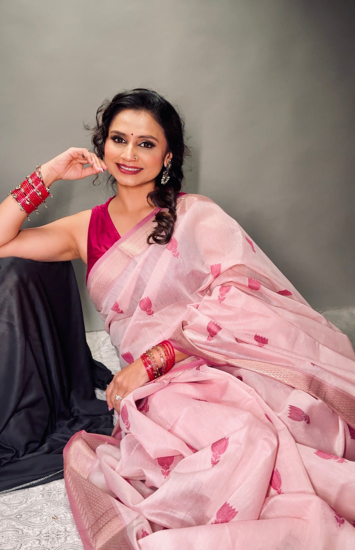 Buy MySilkLove Amaranth Pink Woven Modal Cotton Saree Online