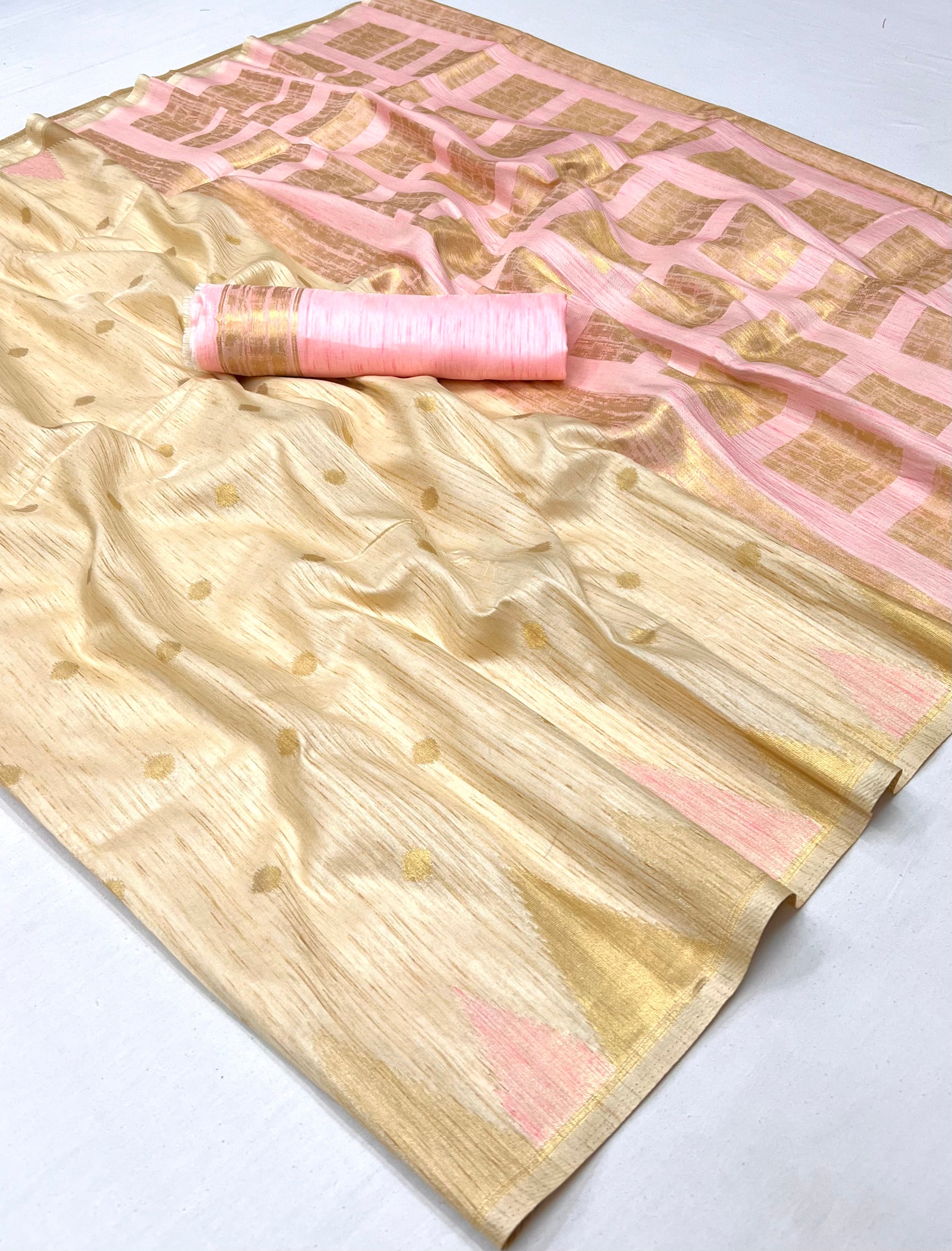 Buy MySilkLove Taupe Golden South Tussar Temple Border Silk Saree Online