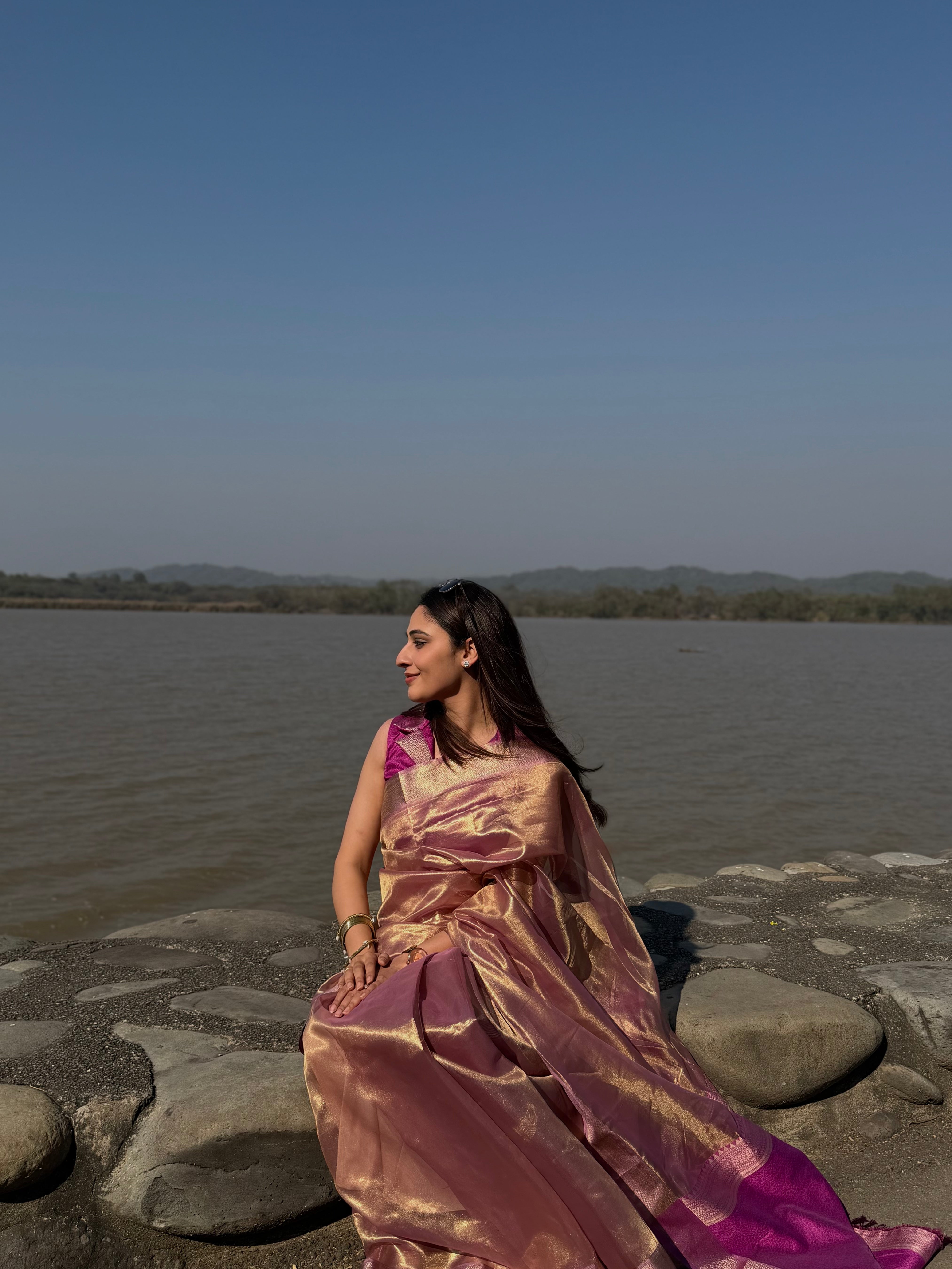 Buy MySilkLove Rose Dust Pink Handloom Tissue Saree Online