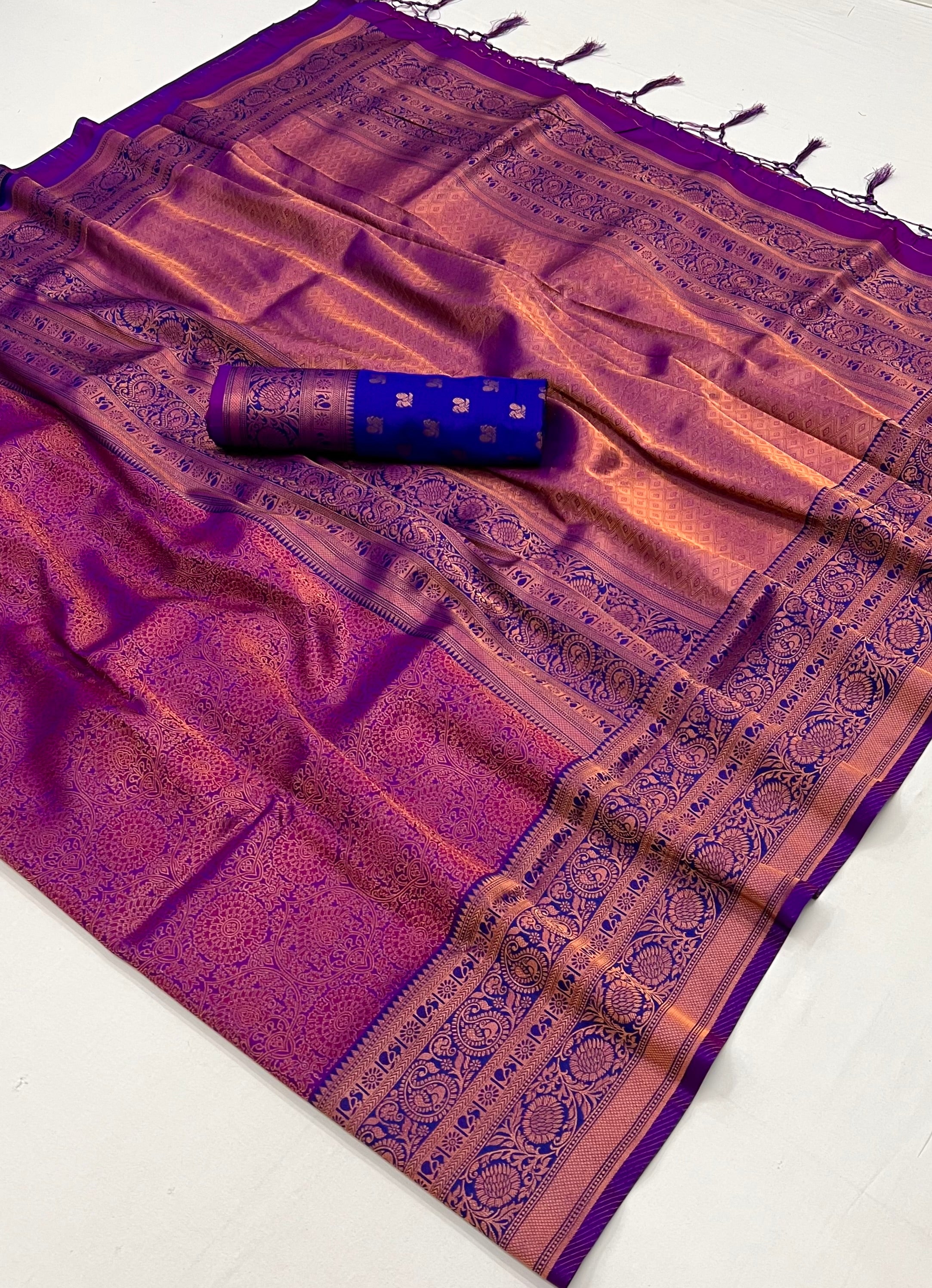 Buy MySilkLove Vin Rouge Purple Chaap Handloom kanjivaram silk Saree Online