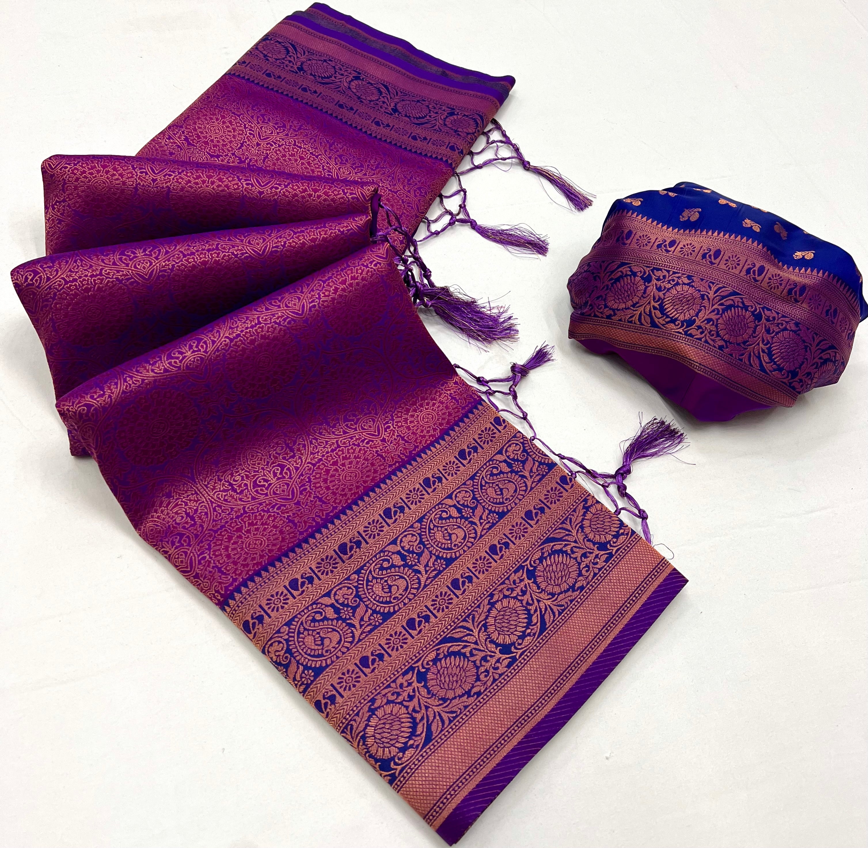 Buy MySilkLove Vin Rouge Purple Chaap Handloom kanjivaram silk Saree Online