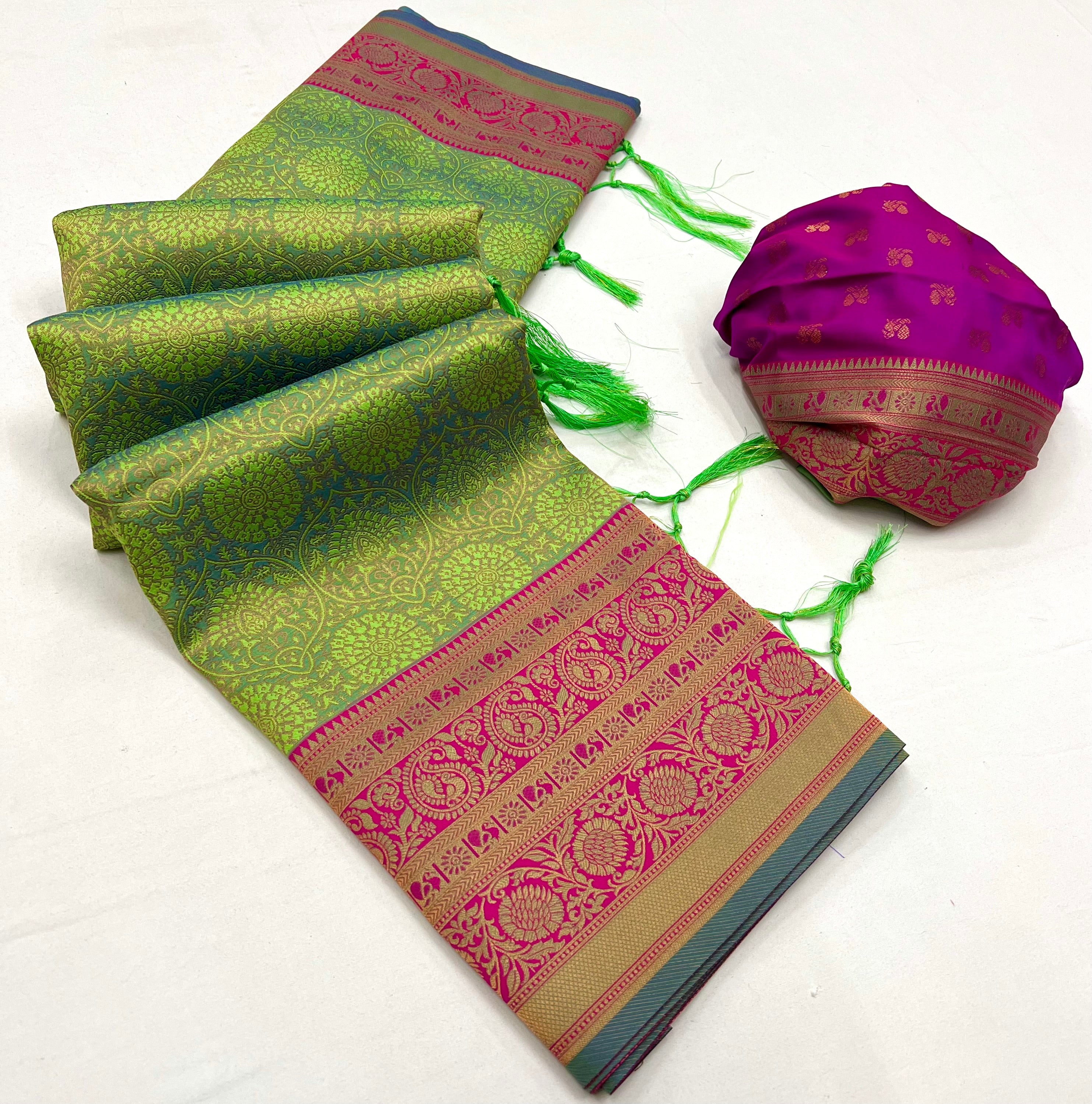 Buy MySilkLove Battleship Green Chaap Handloom kanjivaram silk Saree Online