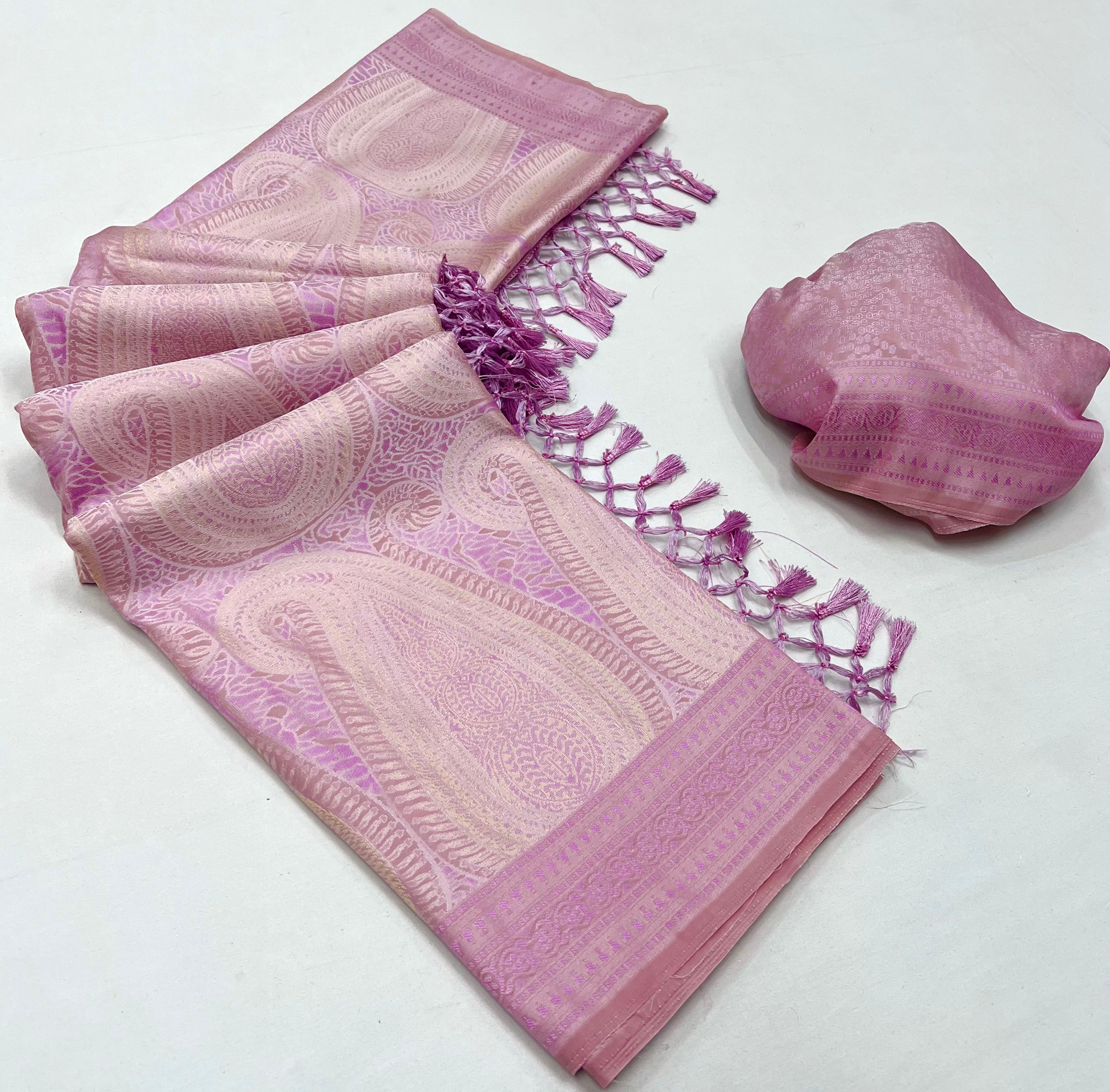 Buy MySilkLove Viola Purple Woven Kanjivaram Satin Silk Saree Online