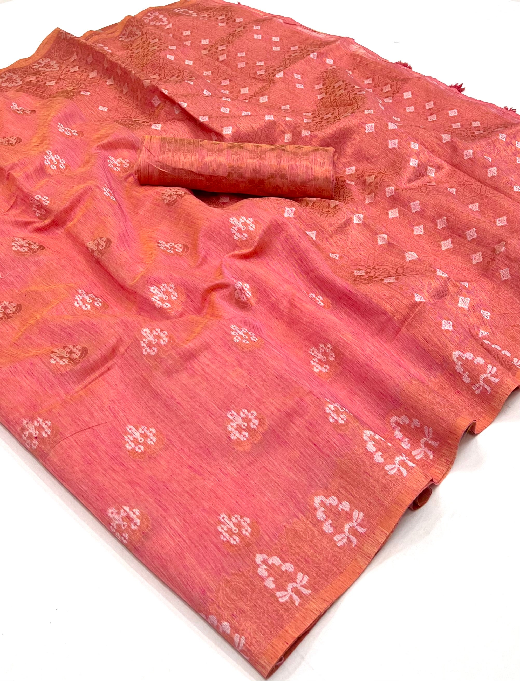 Buy MySilkLove Cornflower Lilac Pink Bronze Zari Woven Linen Silk Saree Online