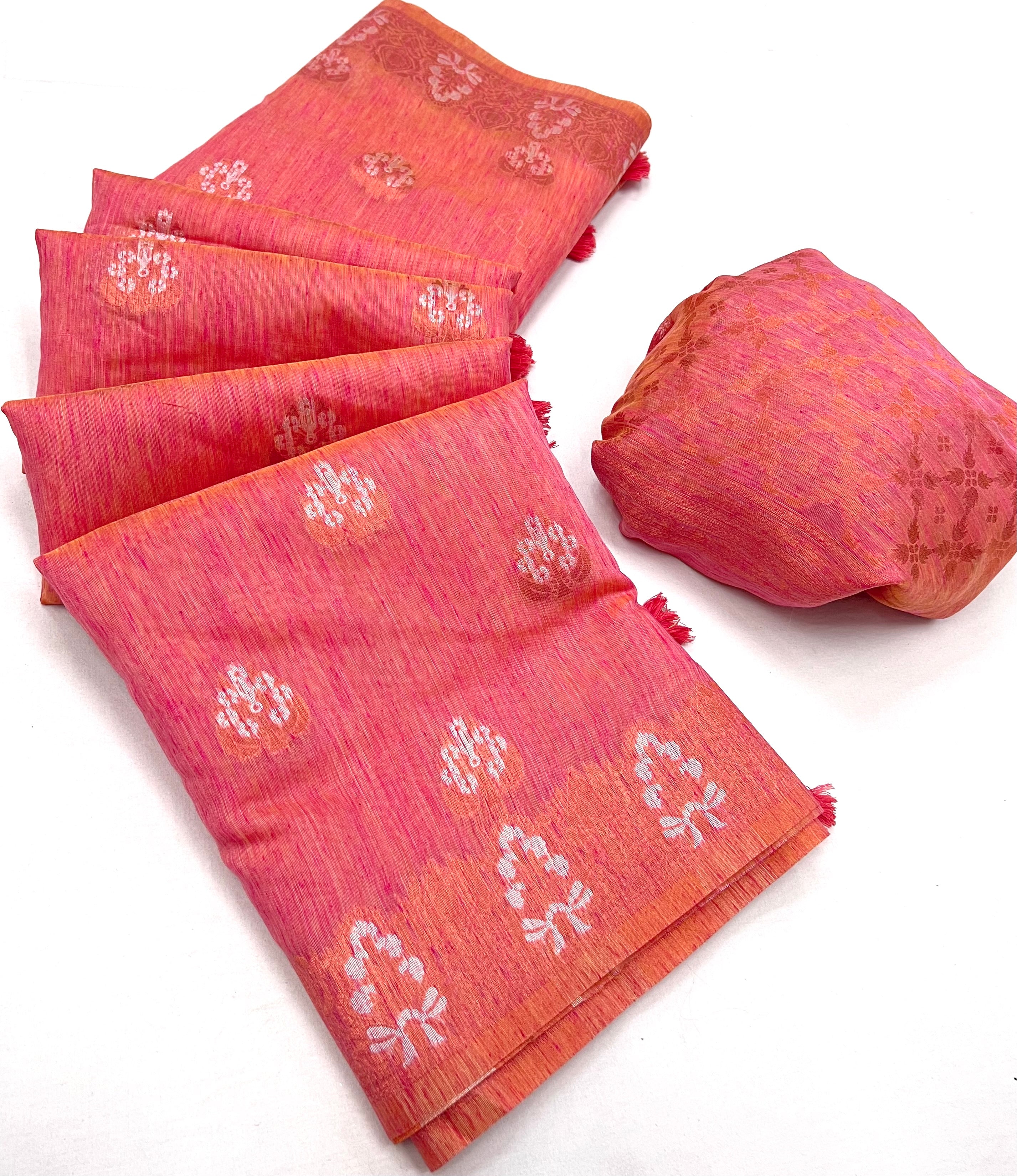 Buy MySilkLove Cornflower Lilac Pink Bronze Zari Woven Linen Silk Saree Online