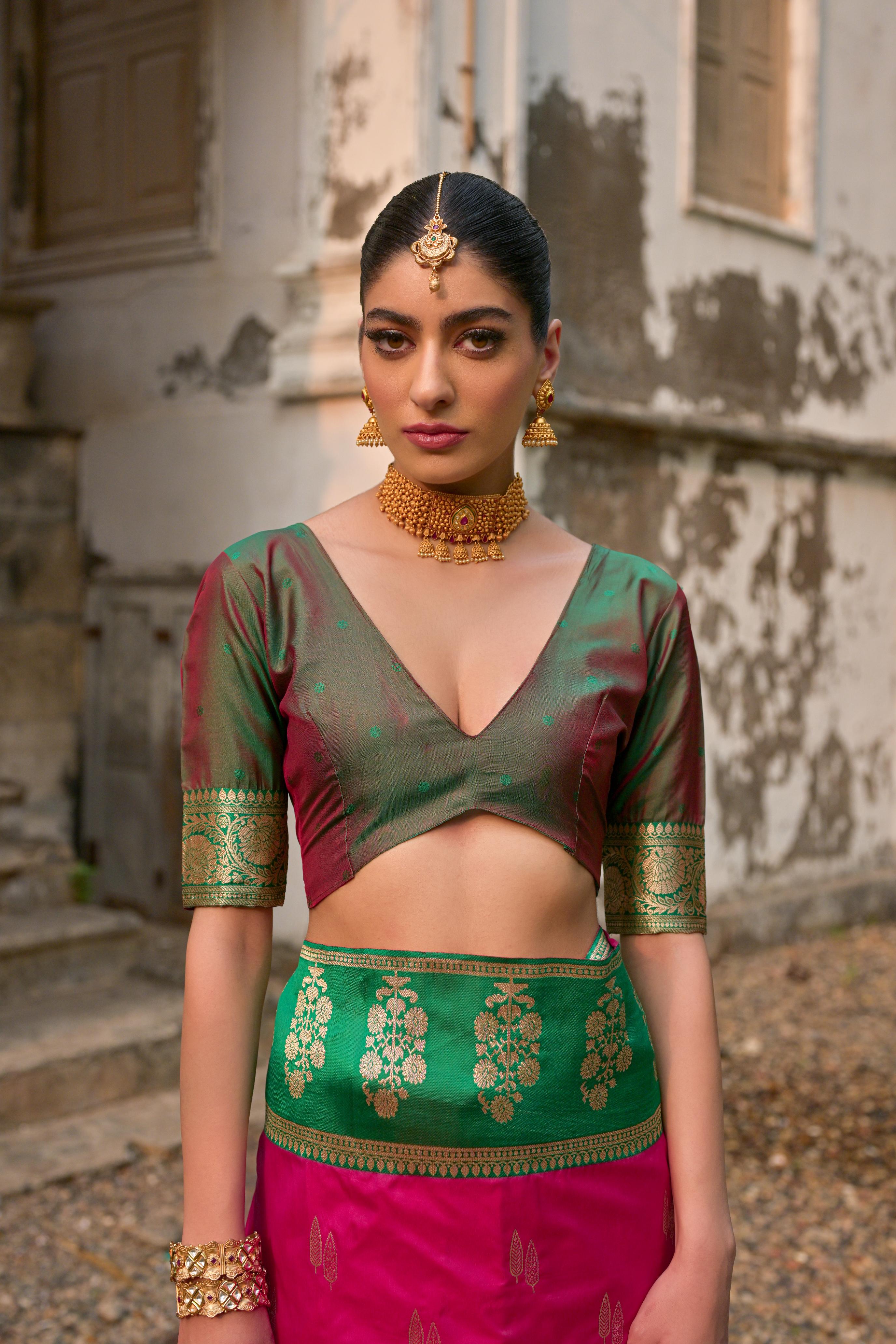 Buy MySilkLove Rose Pink Woven Banarasi Saree Online