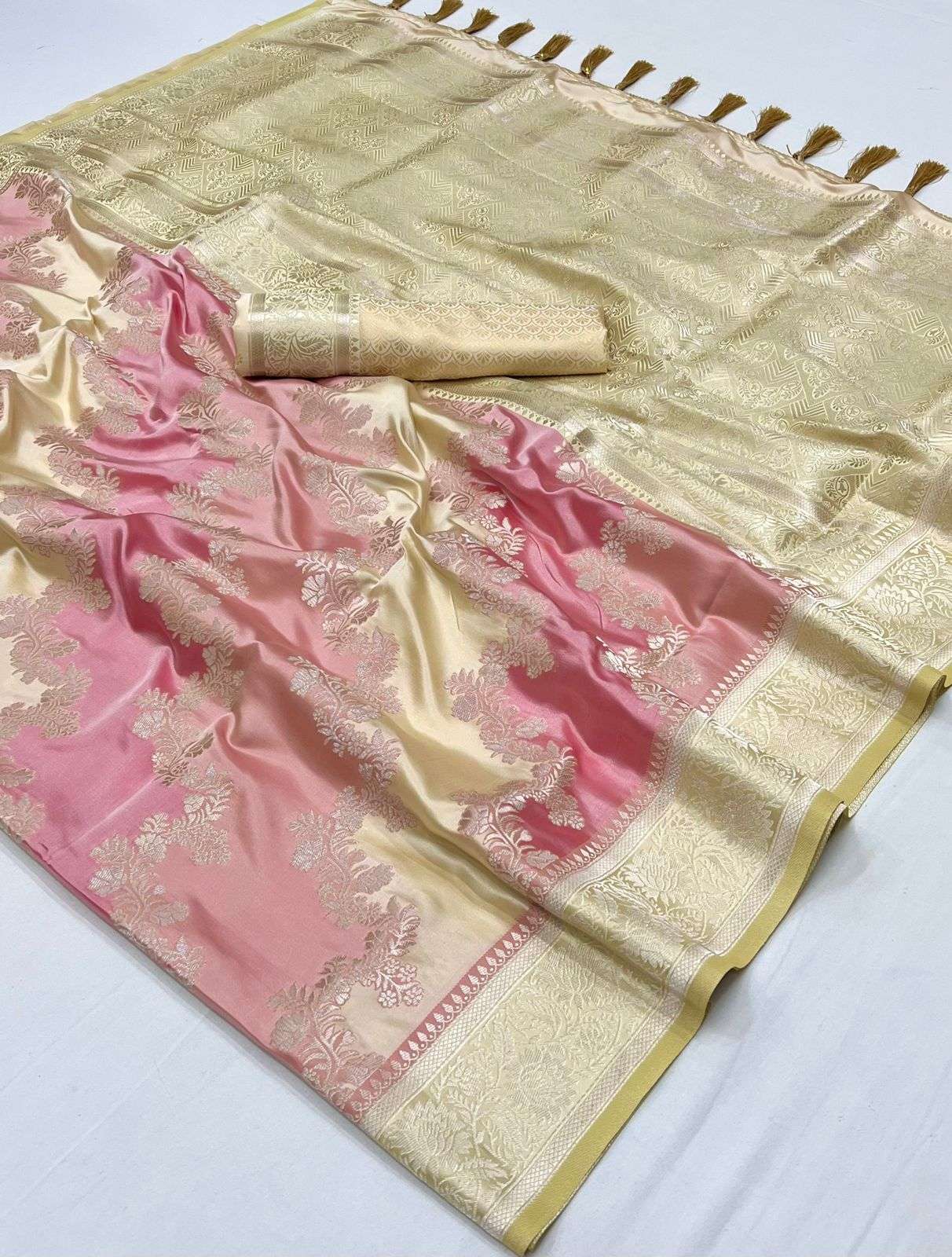 Buy MySilkLove Plum Peach Banarasi Handloom Rangkat Weaving Saree Online