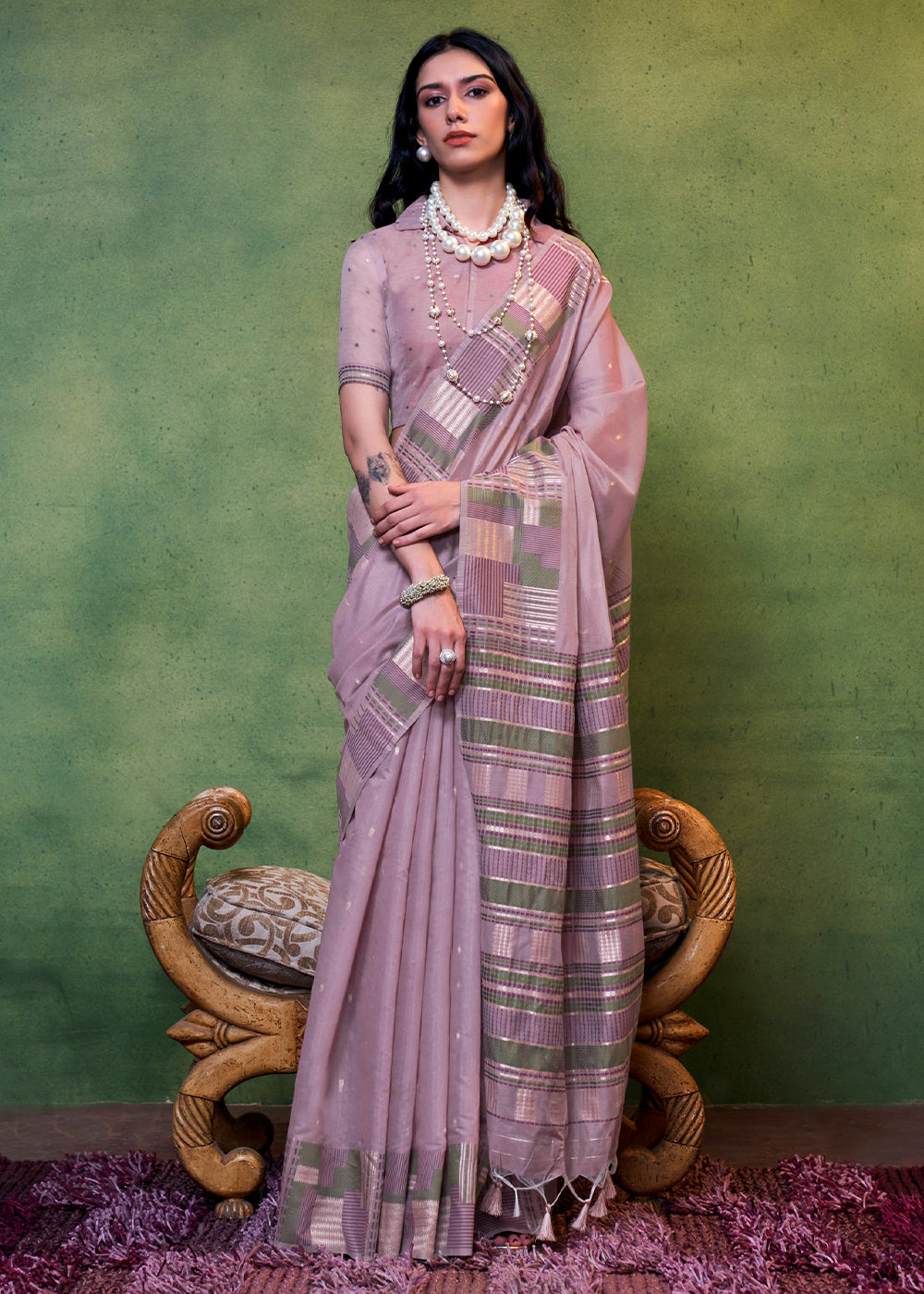 Buy MySilkLove Bouquet Purple Handloom Cotton Silk Saree Online