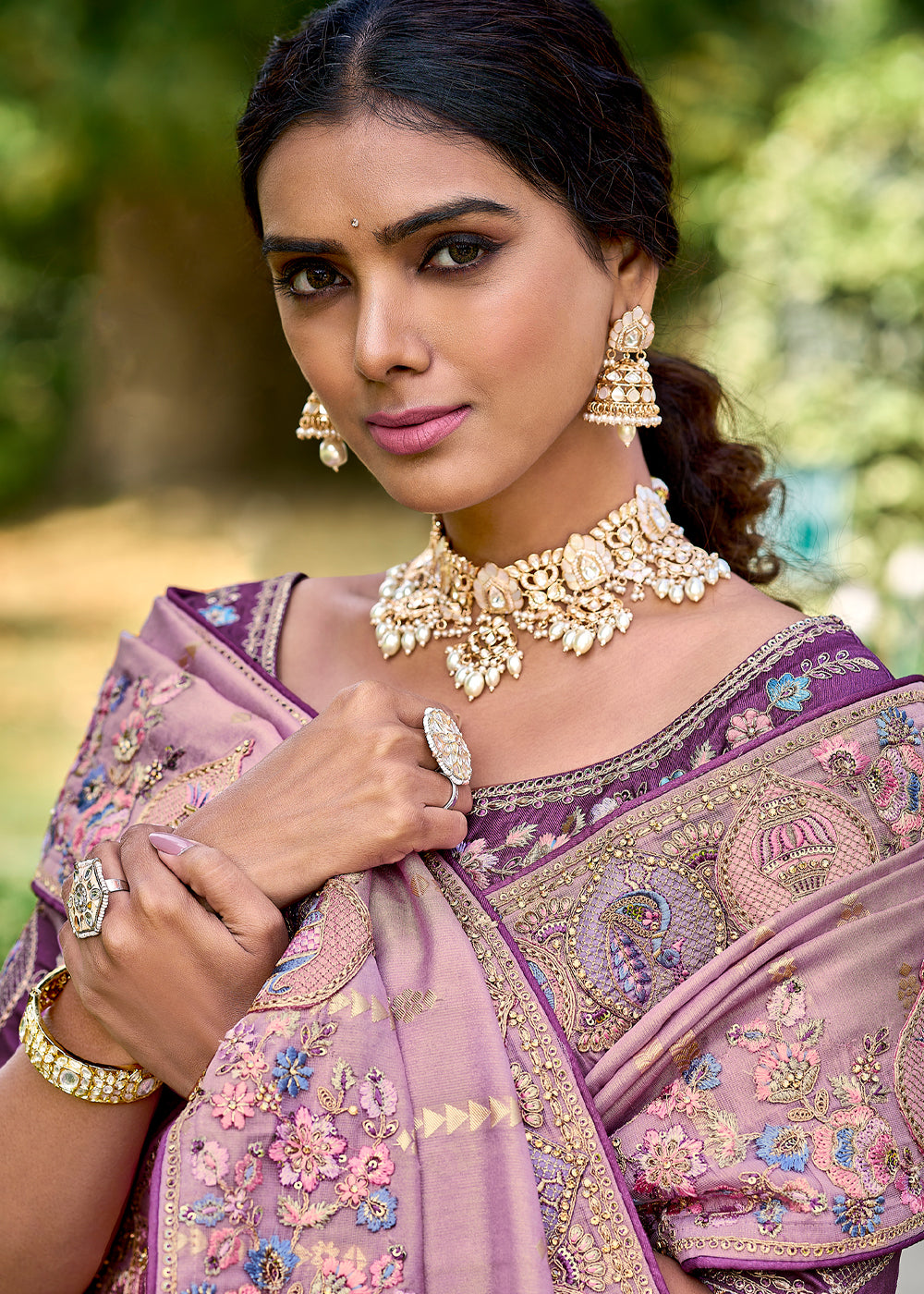 Buy MySilkLove Persian Pink Woven Designer Banarasi Embroidered Silk Saree Online