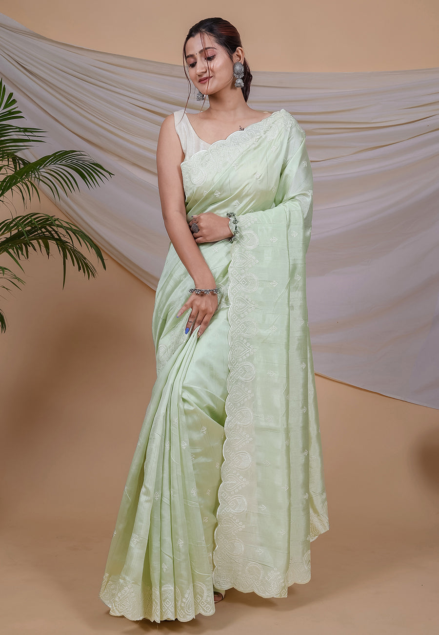 Buy MySilkLove Green Spring Tussar Silk Saree Online