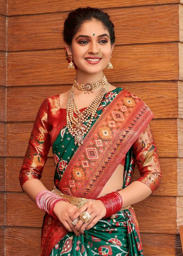 Buy MySilkLove Evening Sea Green Woven Kanchipuram Saree Online
