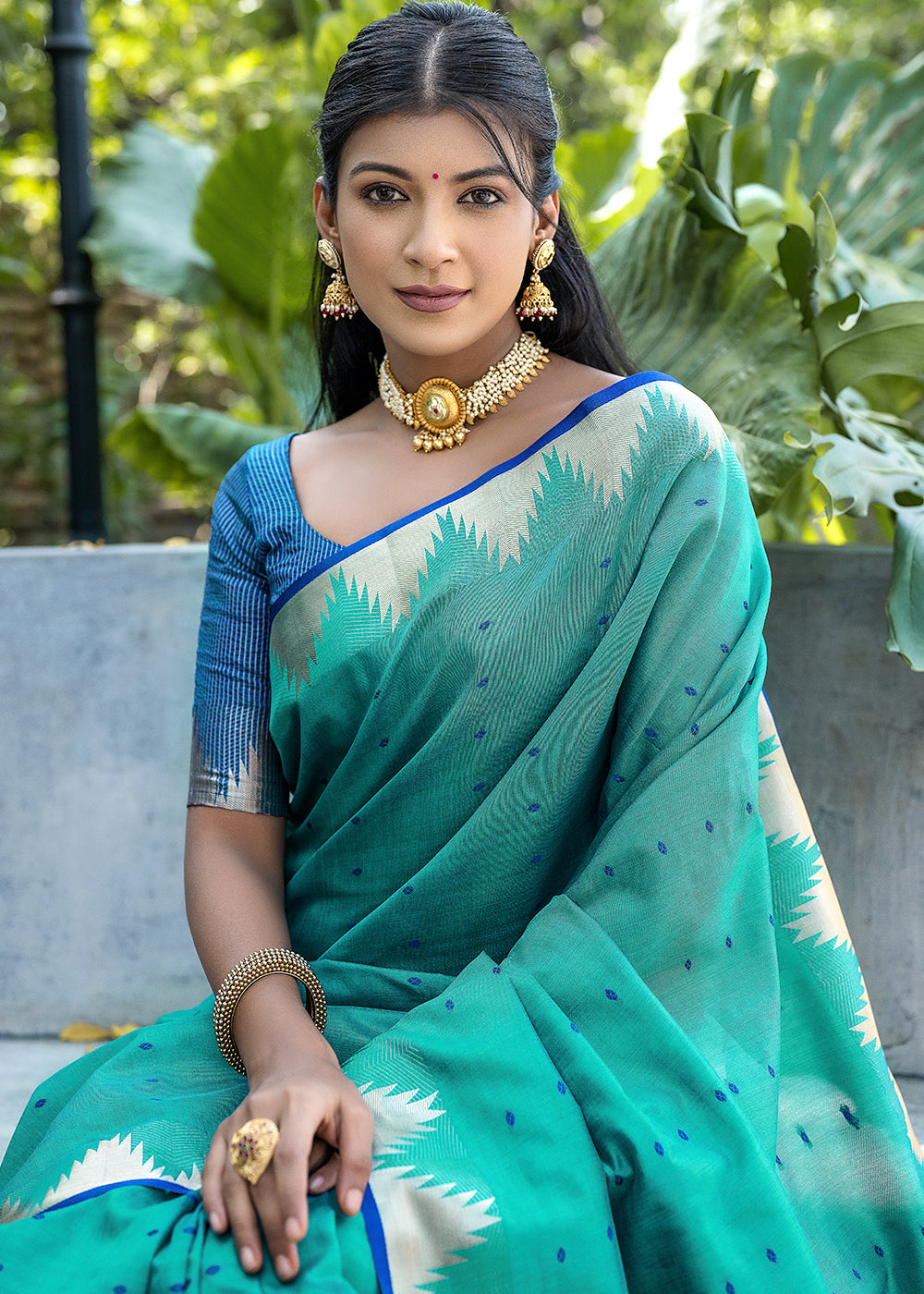 Buy MySilkLove Keppel Blue Zari Woven Banarasi Raw Silk Saree Online