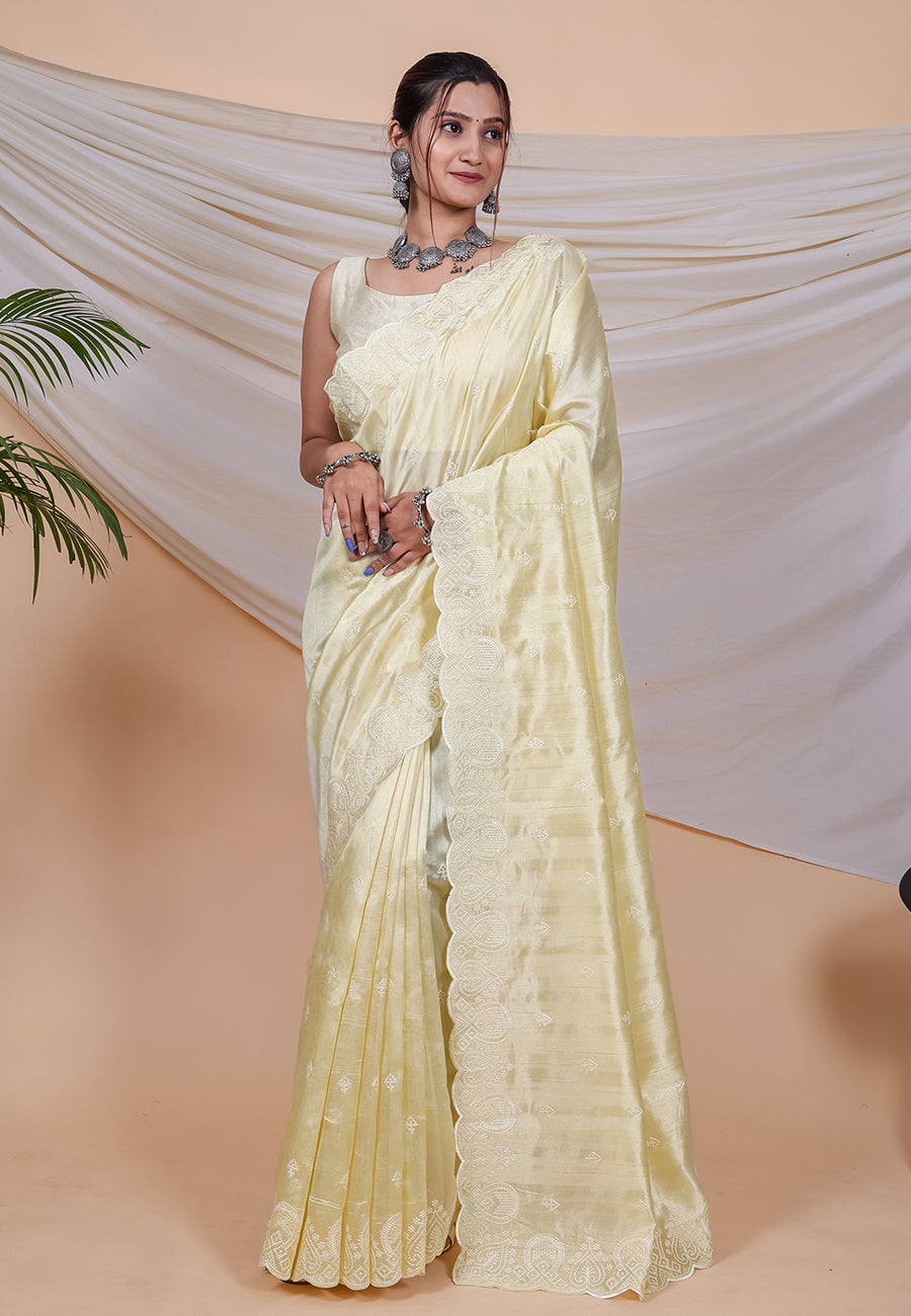 Buy MySilkLove Pearl Bush Cream Tussar Silk Saree Online