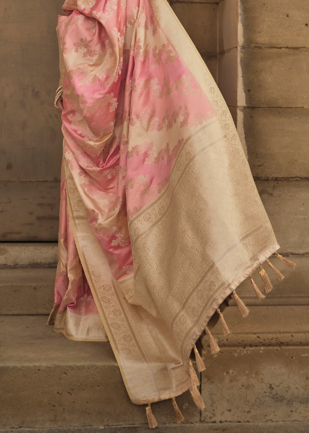 Buy MySilkLove Plum Peach Banarasi Handloom Rangkat Weaving Saree Online