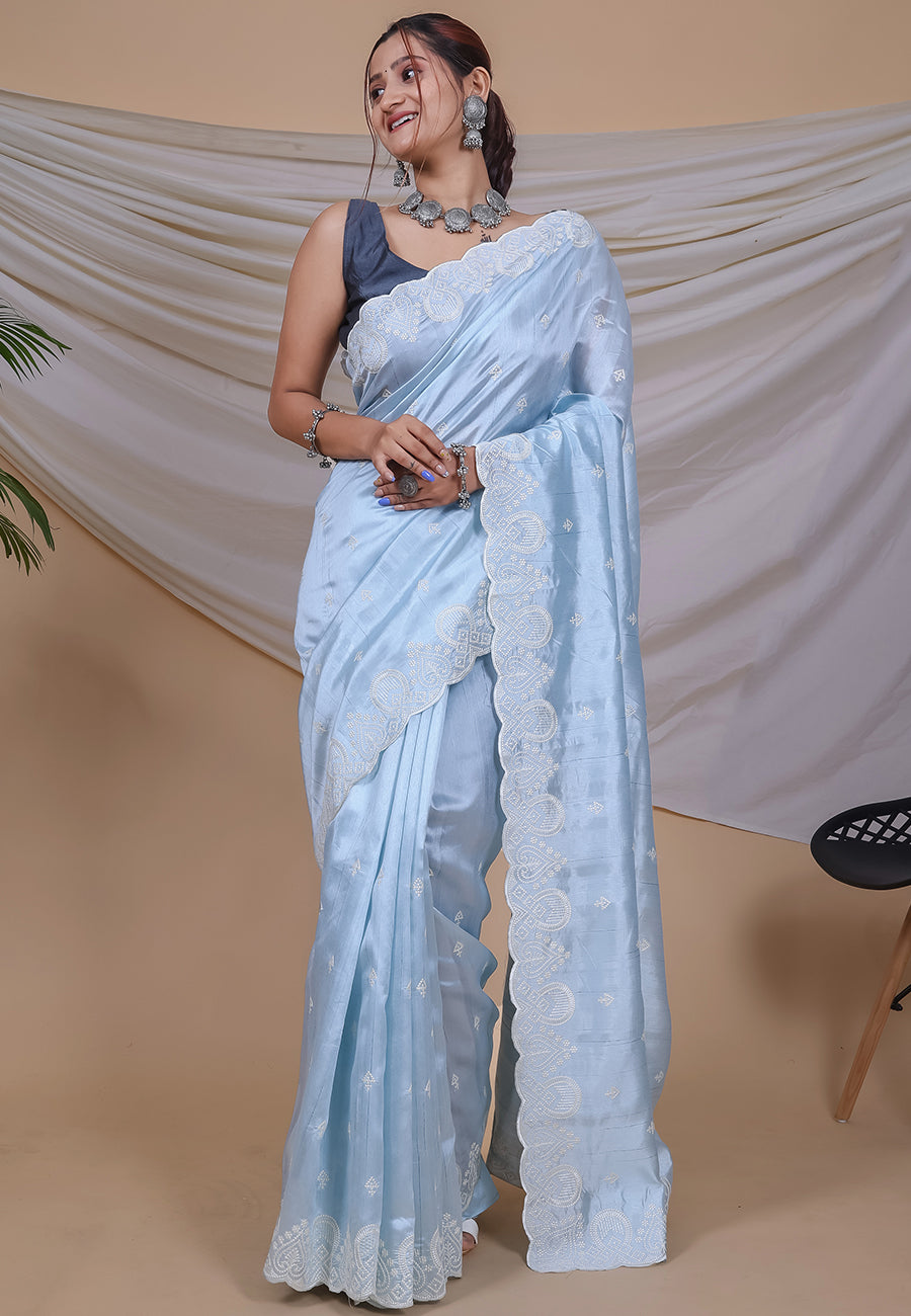 Buy MySilkLove Nepal Blue Tussar Silk Saree Online