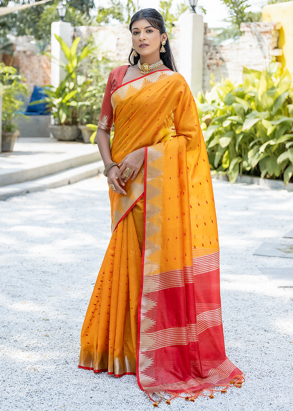 MySilkLove Anzac Yellow Zari Woven Banarasi Raw Silk Saree