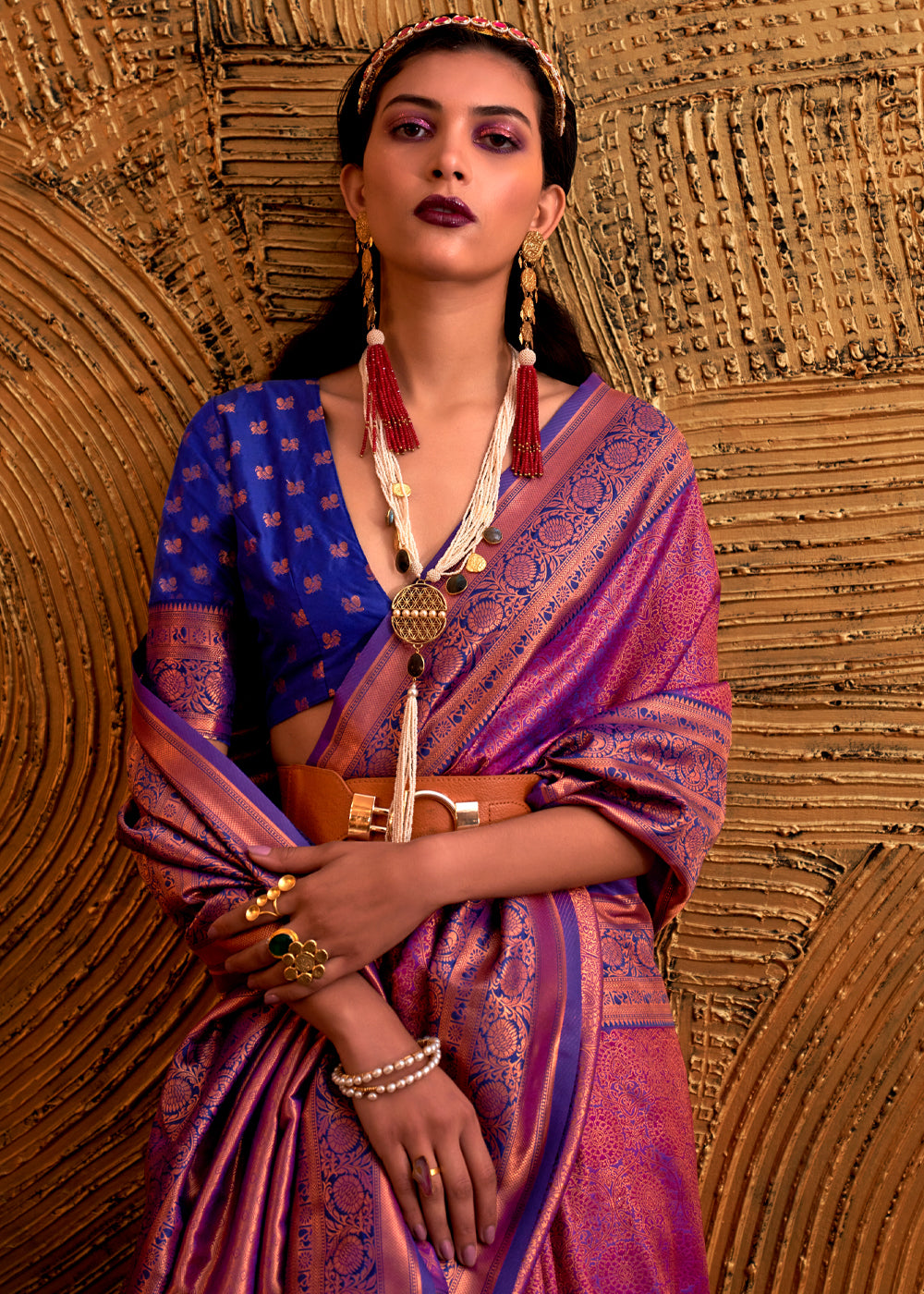 Buy MySilkLove Vin Rouge Purple Chaap Handloom kanjivaram silk Saree Online