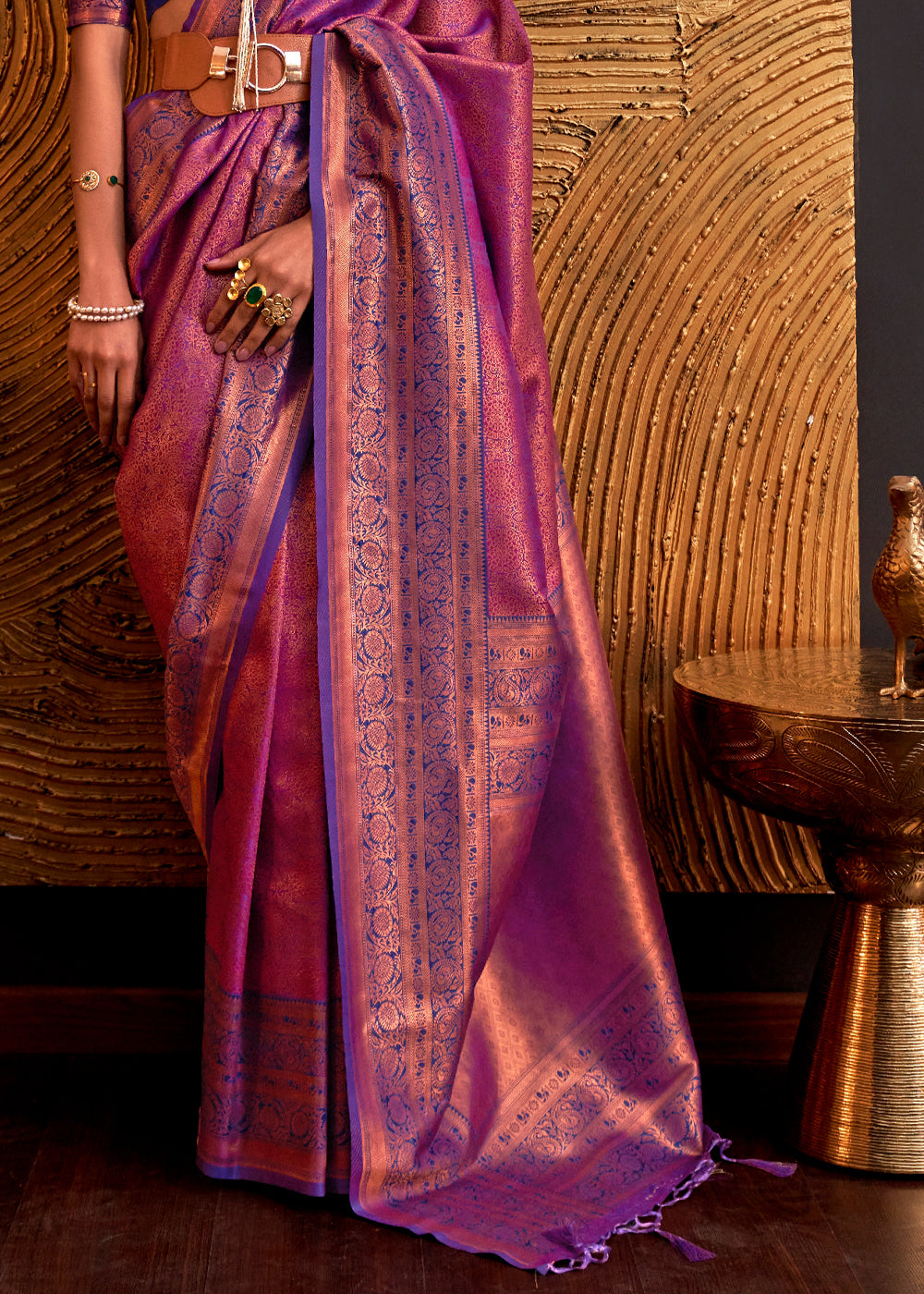 Buy MySilkLove Vin Rouge Purple Chaap Handloom kanjivaram silk Saree Online