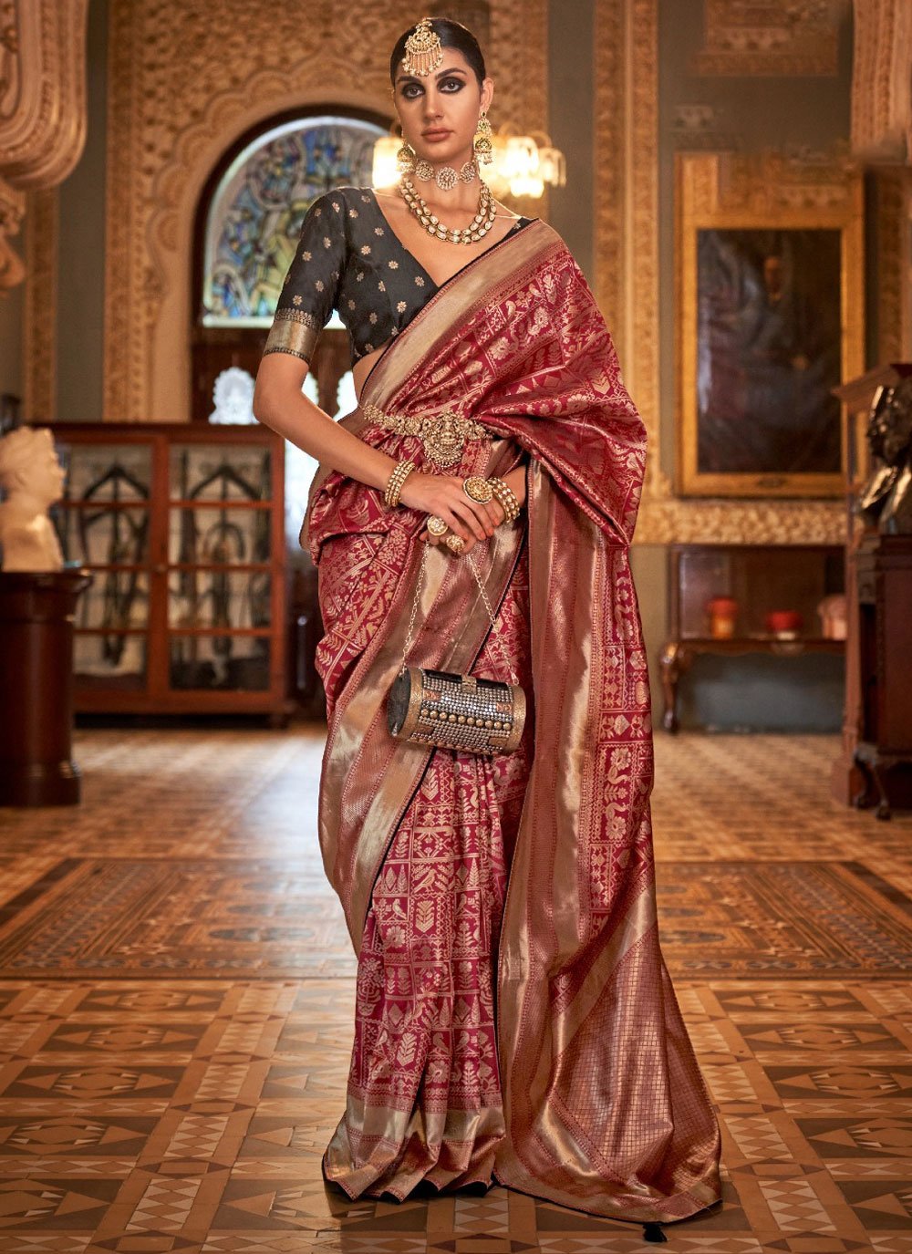 Buy MySilkLove Tosca Red Woven Patola Silk Saree Online