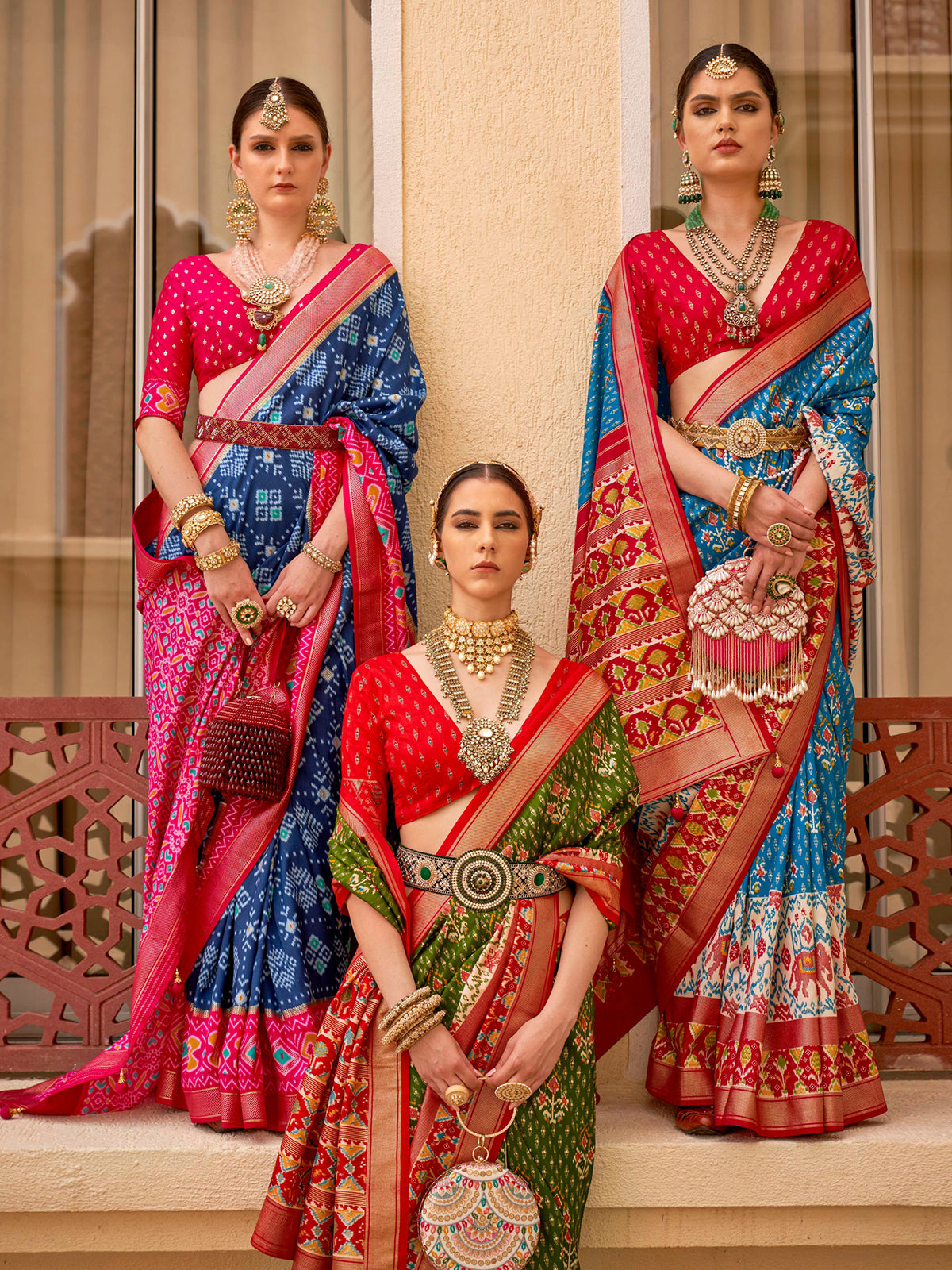 Buy MySilkLove Blue Dianne and Pink Printed Patola Soft Silk Online