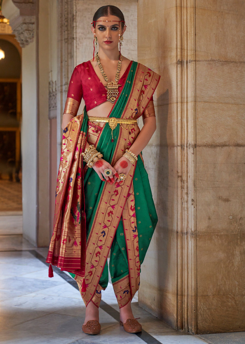 Buy MySilkLove Jewel Green Woven Paithani Silk Saree Online